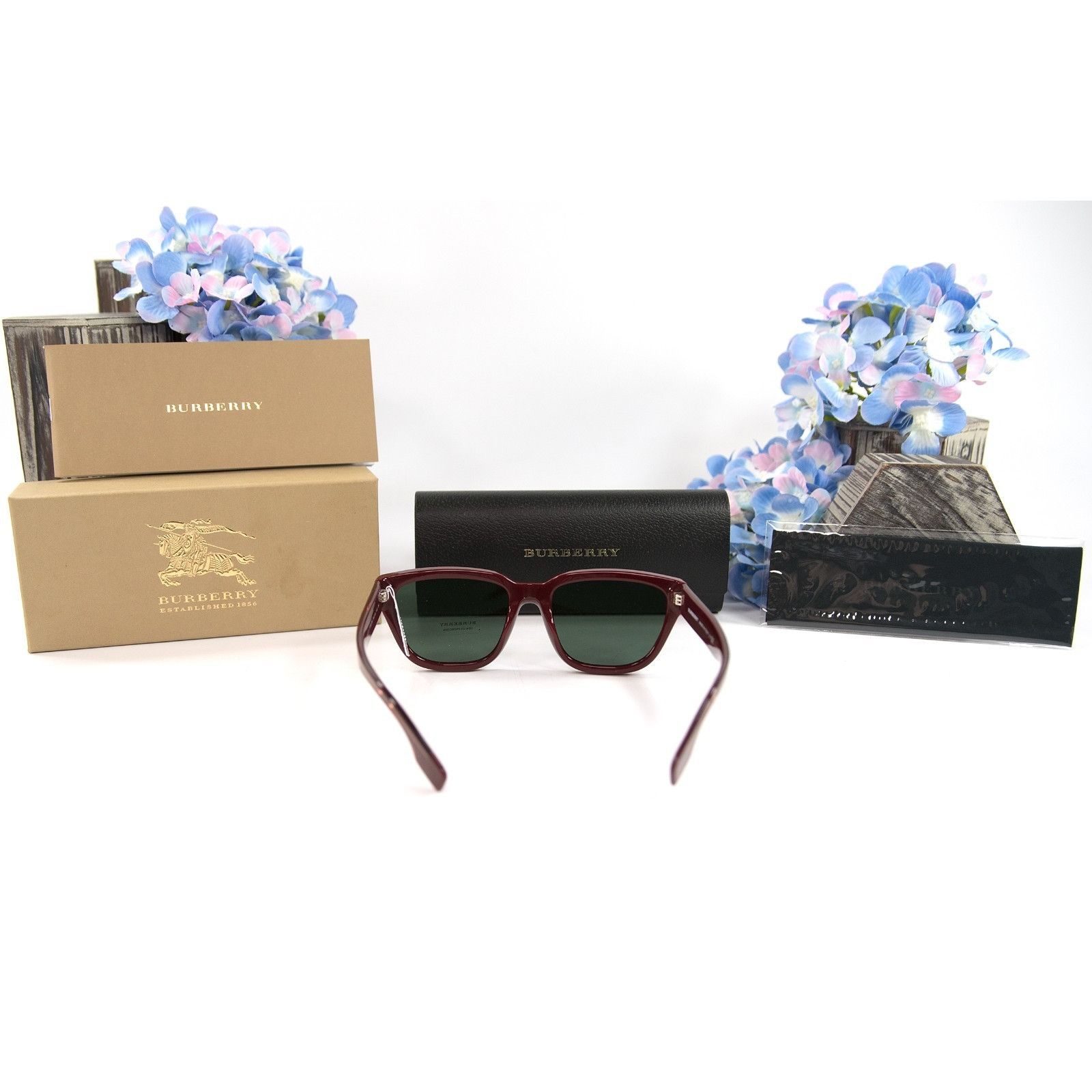 Burberry Burberry BE4277 Burgundy Red Acrylic Cat Eye Logo Sunglasses Size ONE SIZE - 5 Thumbnail