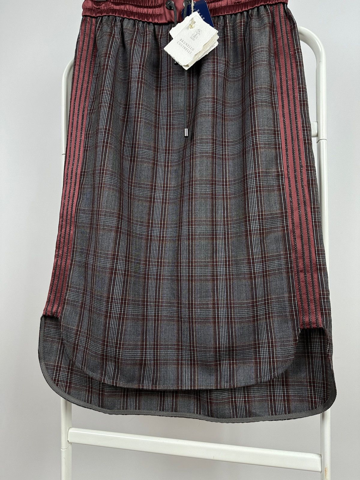 Brunello Cucinelli NWT! Brunello Cucinelli Wool/Silk Checkered Midi Skirt Size 26" / US 2 / IT 38 - 12 Thumbnail