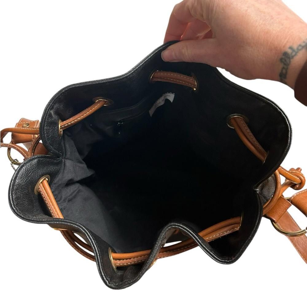 Designer Faux Leather Drawstring Crossbody Bag Size ONE SIZE - 10 Thumbnail