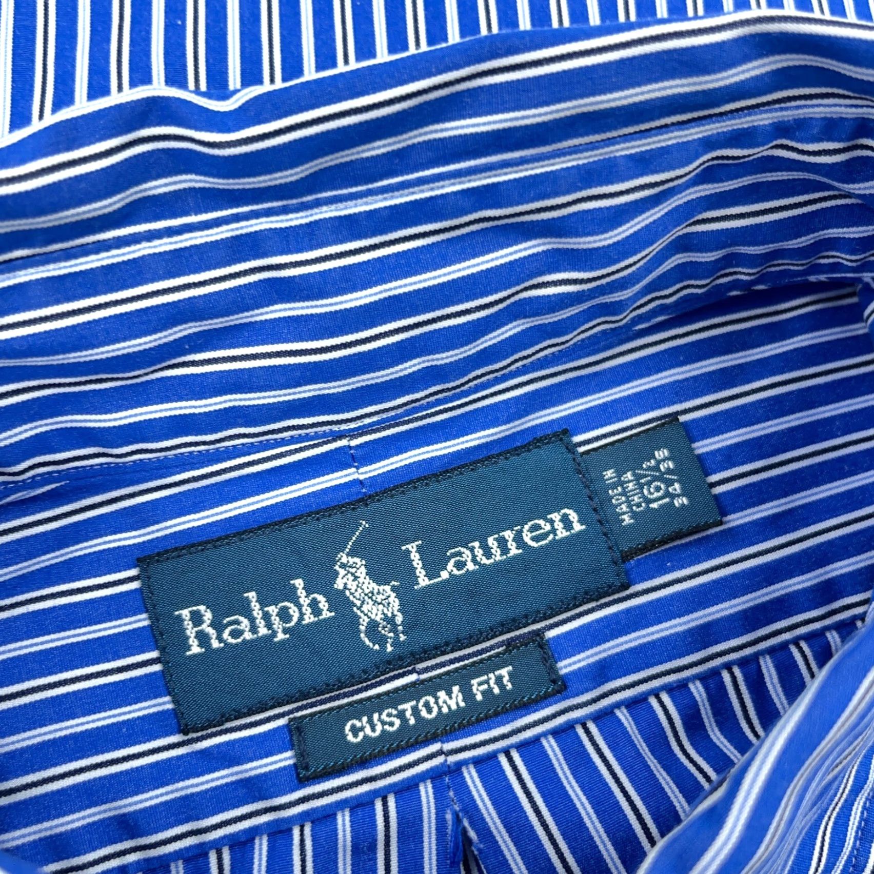 Ralph Lauren Ralph Lauren Shirt Men 16.5 34 Blue Button-Up Striped Poplin Dress Custom Fit Boyfriend Classic American Preppy N/A Mens Size 46R - 3 Thumbnail