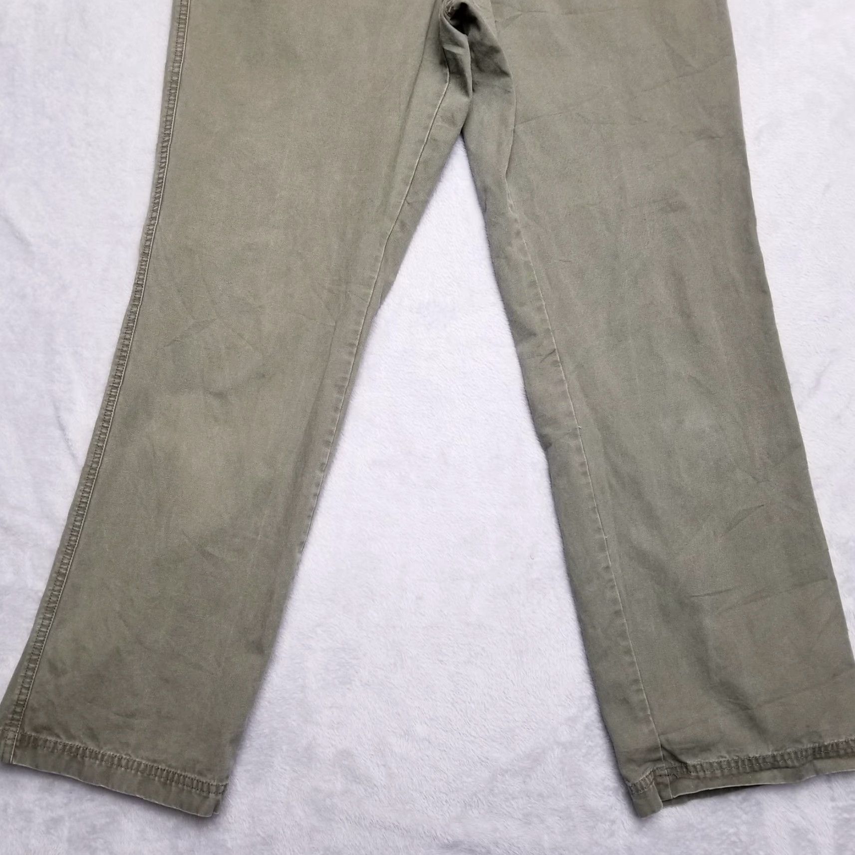 Olive Columbia Pants Womens 10 32x30 Olive Green Twill Flat Front 100% Cotton Hiking Casual Outdoor Size 32" / US 10 / IT 46 - 2 Thumbnail