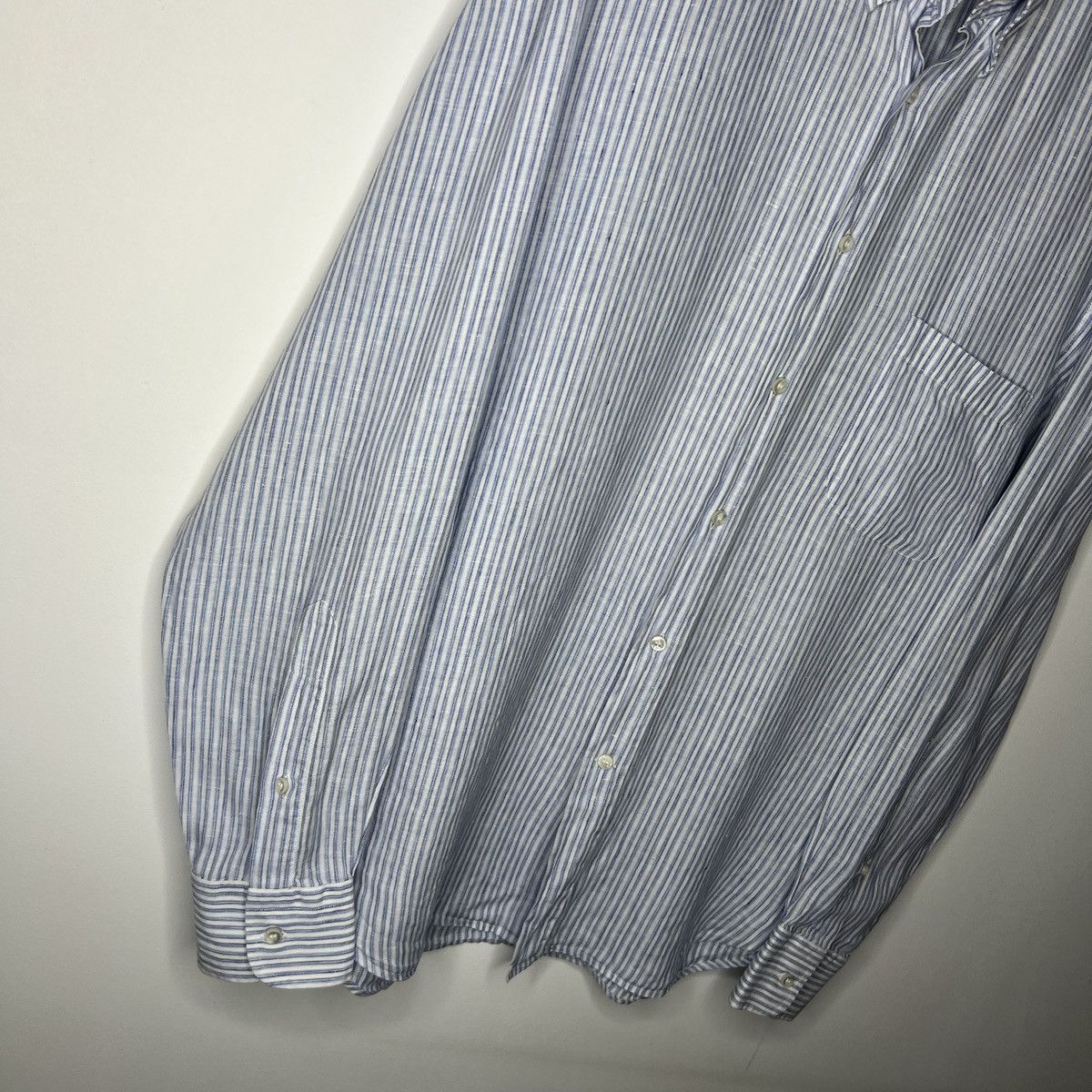 Loro Piana Loro Piana Light Blue White Old money Linen Shirt Button Up Size US XL / EU 56 / 4 - 3 Thumbnail