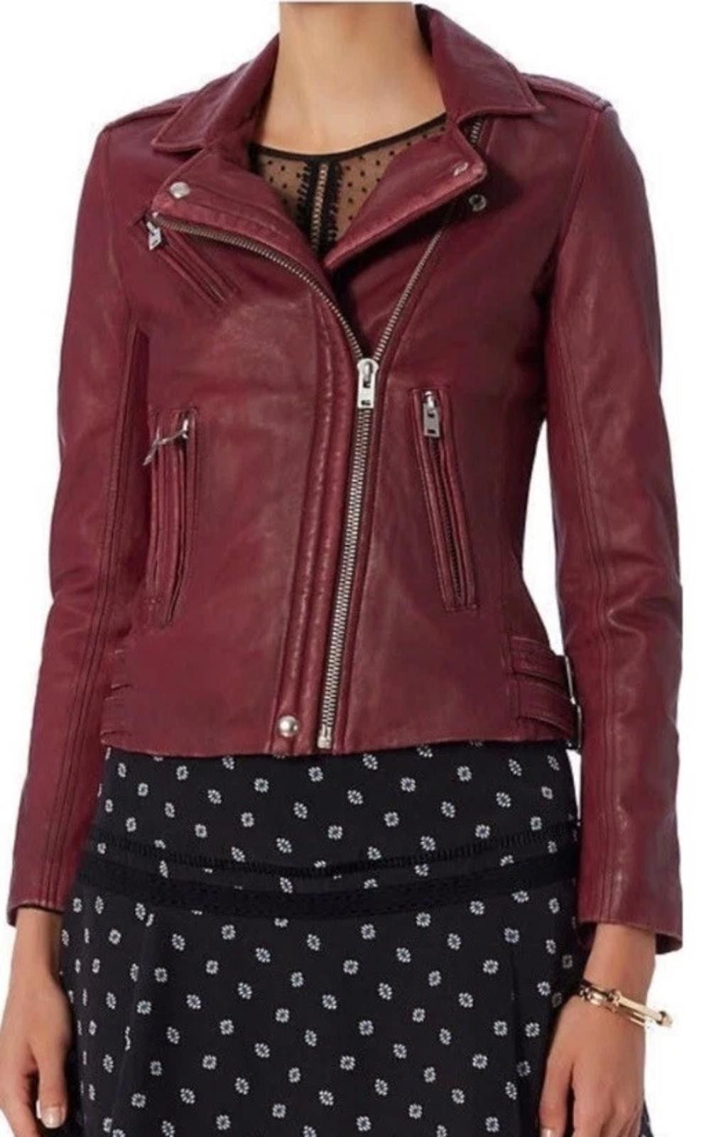 Iro Iro Lamb Leather Red Biker Jacket Size: S Size S / US 4 / IT 40 - 1 Thumbnail