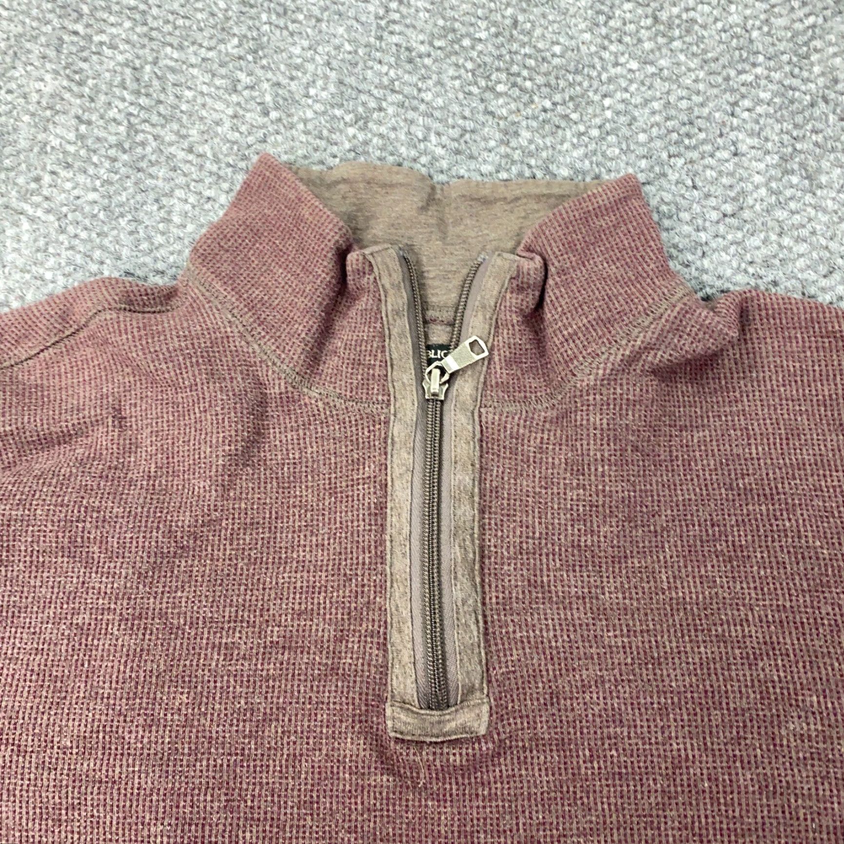 Banana Republic VINTAGE Banana Republic Pullover Mens Large Burgundy 1/4 Zip Mock Neck Shirt Size US L / EU 52-54 / 3 - 2 Thumbnail