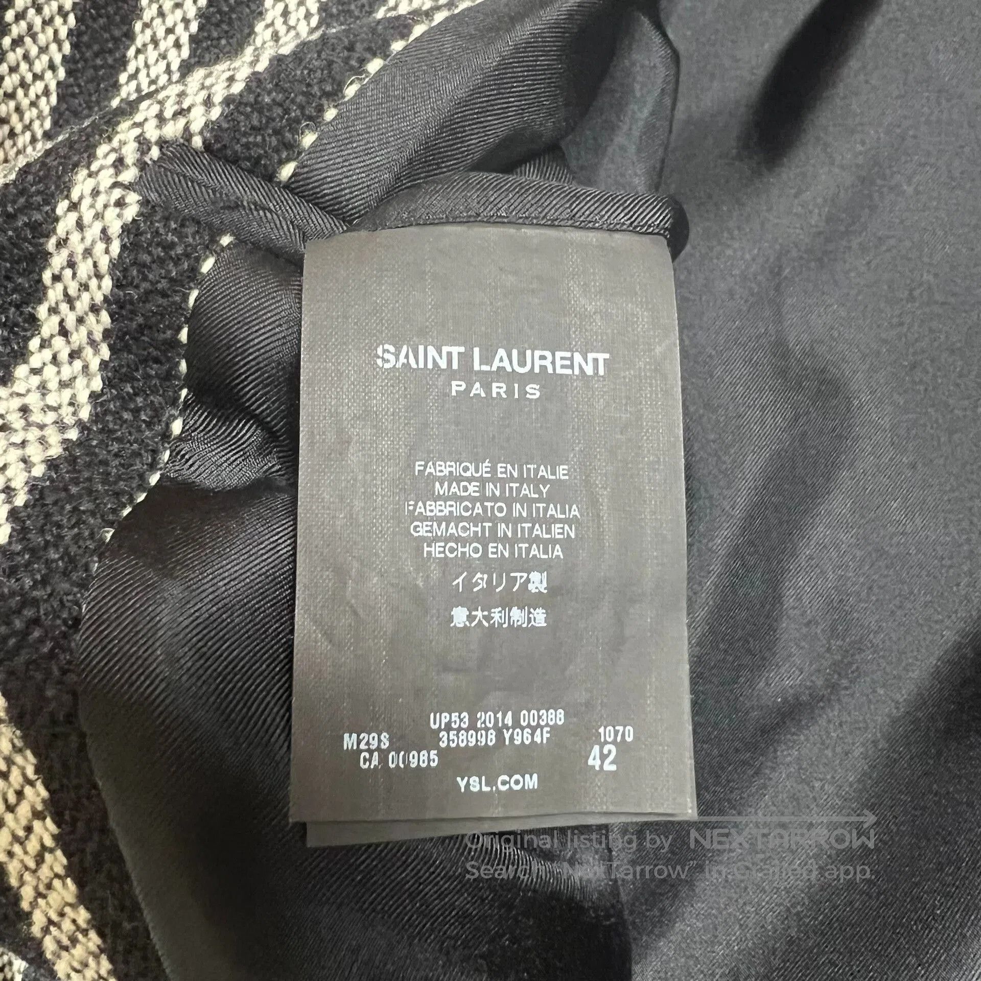 Saint Laurent Paris Saint Laurent Chesterfield Striped Coat. Size US XS / EU 42 / 0 - 4 Thumbnail