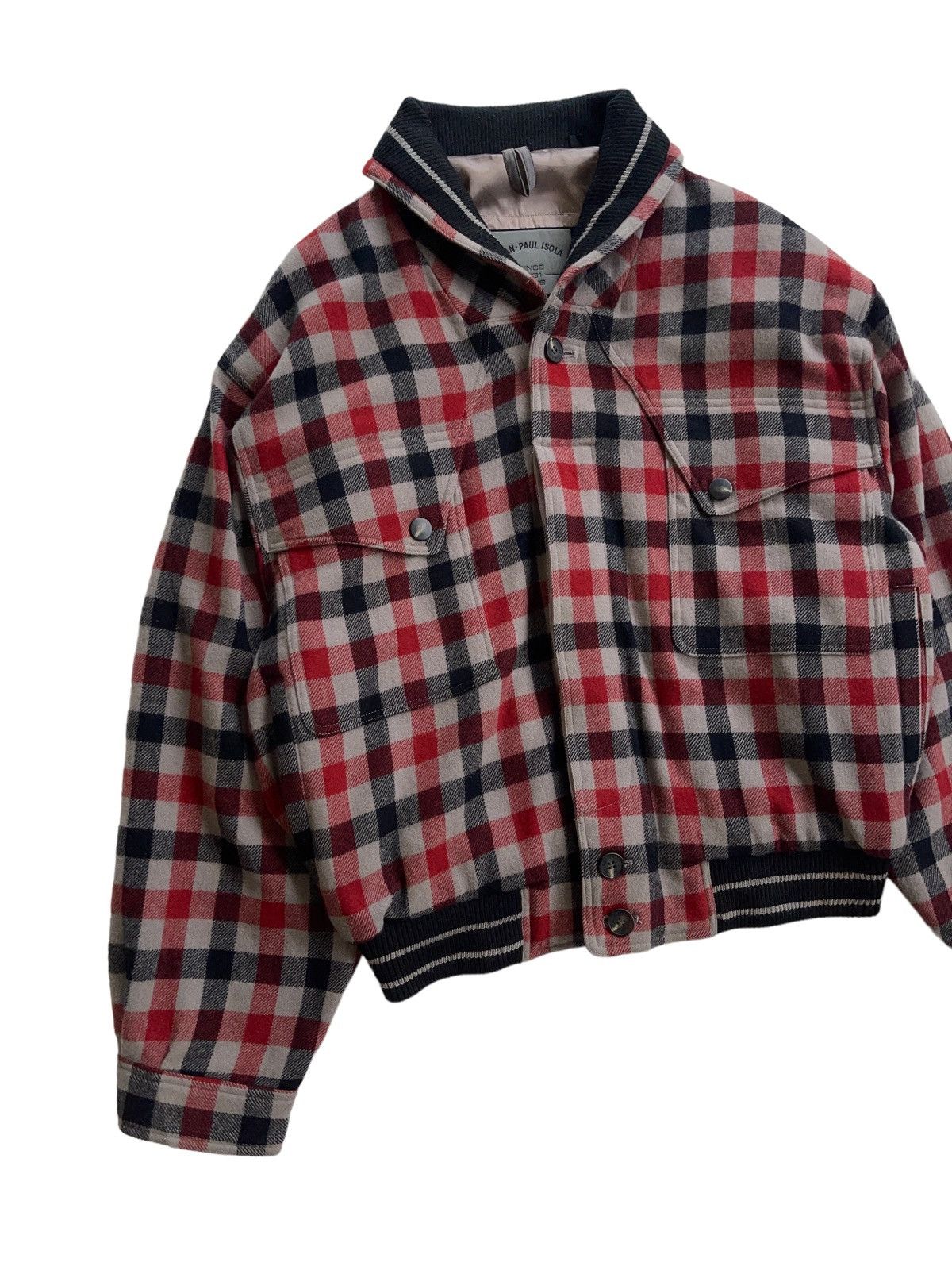 Japanese Brand Jean Paul Isola Red Plaid Bomber Jacket Size US L / EU 52-54 / 3 - 8 Thumbnail