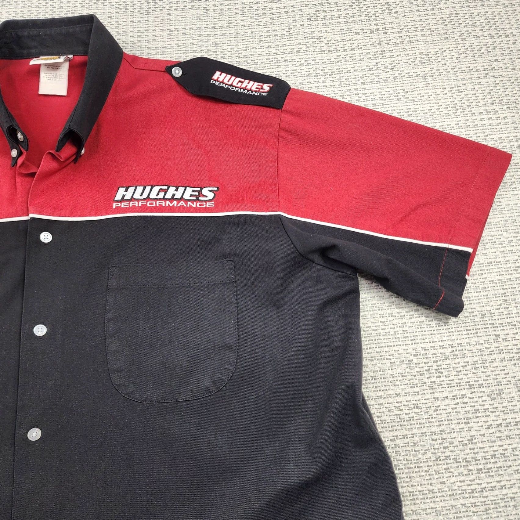 Vintage Hughes Performance Shirt Mens 2XL Red Black Snap Front Pit Crew Work Embroidered Size US XXL / EU 58 / 5 - 4 Thumbnail