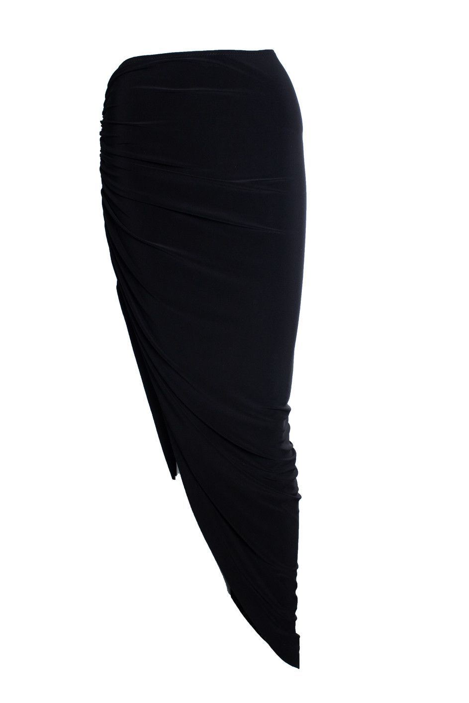 Norma Kamali Norma Kamali, Diana side drape long skirt in black Size 28" / US 6 / IT 42 - 1 Thumbnail