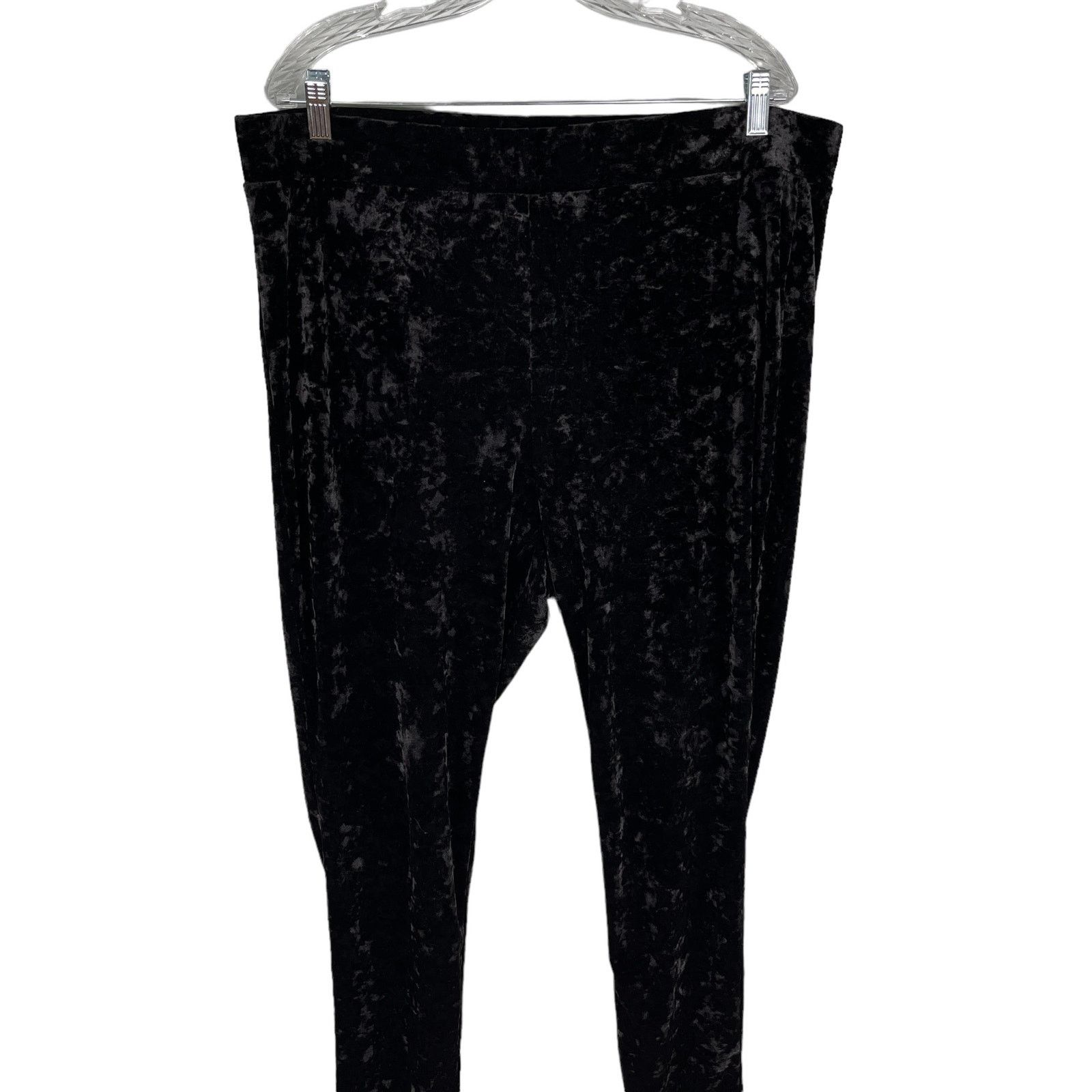 Other Torrid Pants Black Crushed Velvet Pull On 3 3X Elastic Waist Size 40" / US 18 - 2 Thumbnail