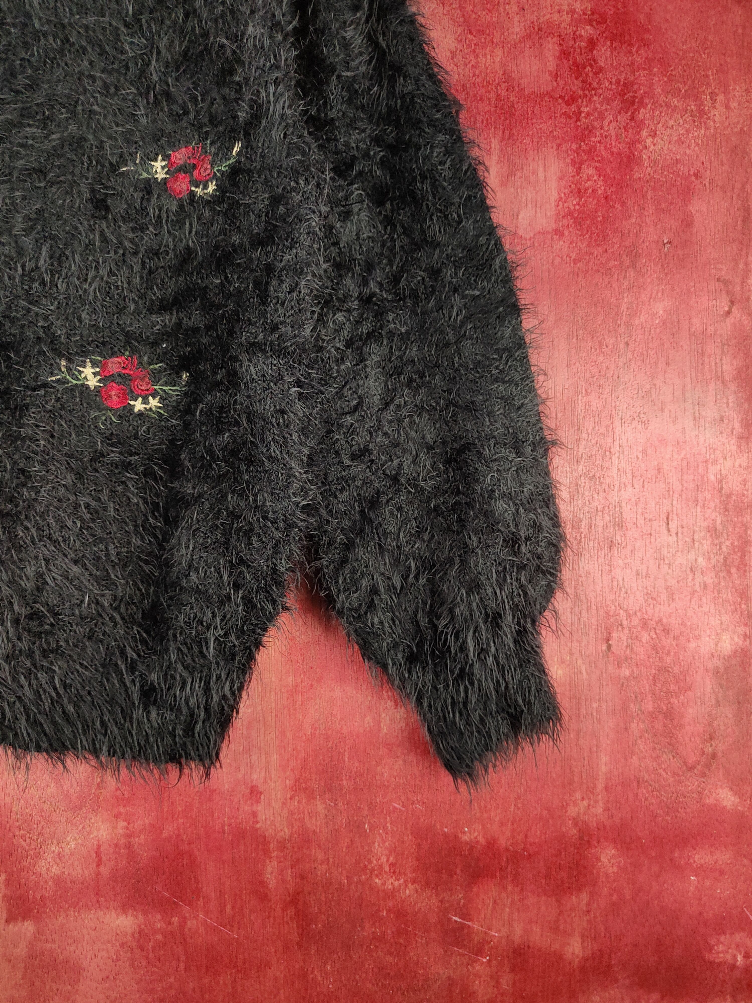 Aran Isles Knitwear × Japanese Brand × Vintage Earth Music & Ecology Black Fur Mohair Knitwear #S2089 Size S / US 4 / IT 40 - 7 Thumbnail