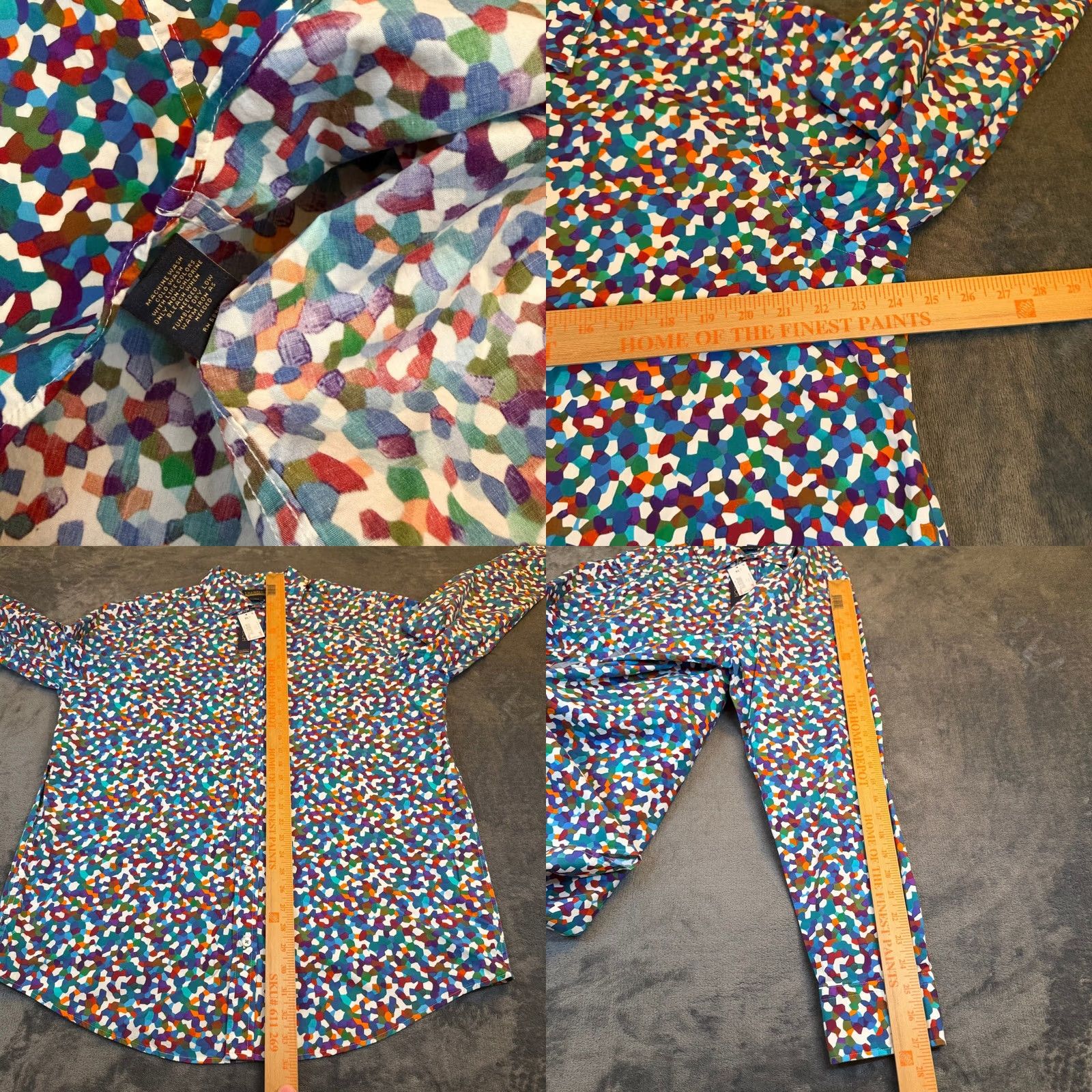 Cremieux Cremieux Premium Denim Shirt Mens XL Tall Multicolor Geometric Button Up Long Sleeve Stretch Casual Size US XL / EU 56 / 4 - 8 Thumbnail