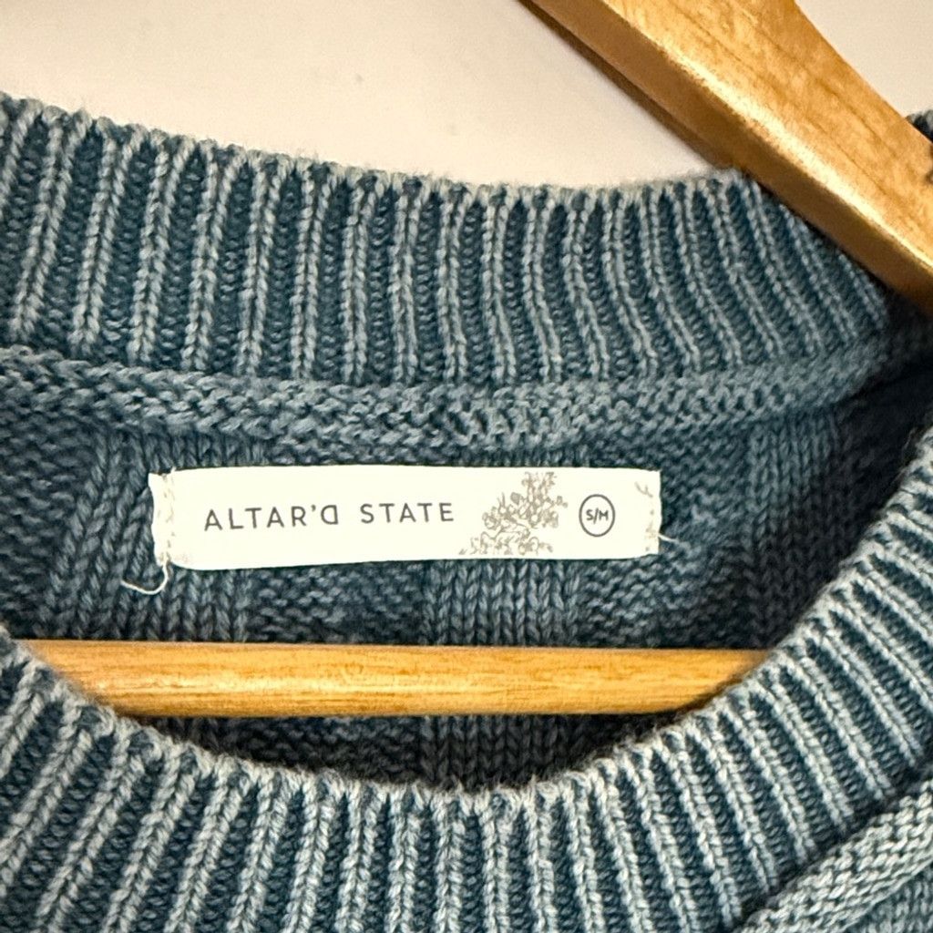 Other Altar'd State Slate Blue Cable-Knit Sleeveless Sweater Vest Size S / US 4 / IT 40 - 3 Thumbnail