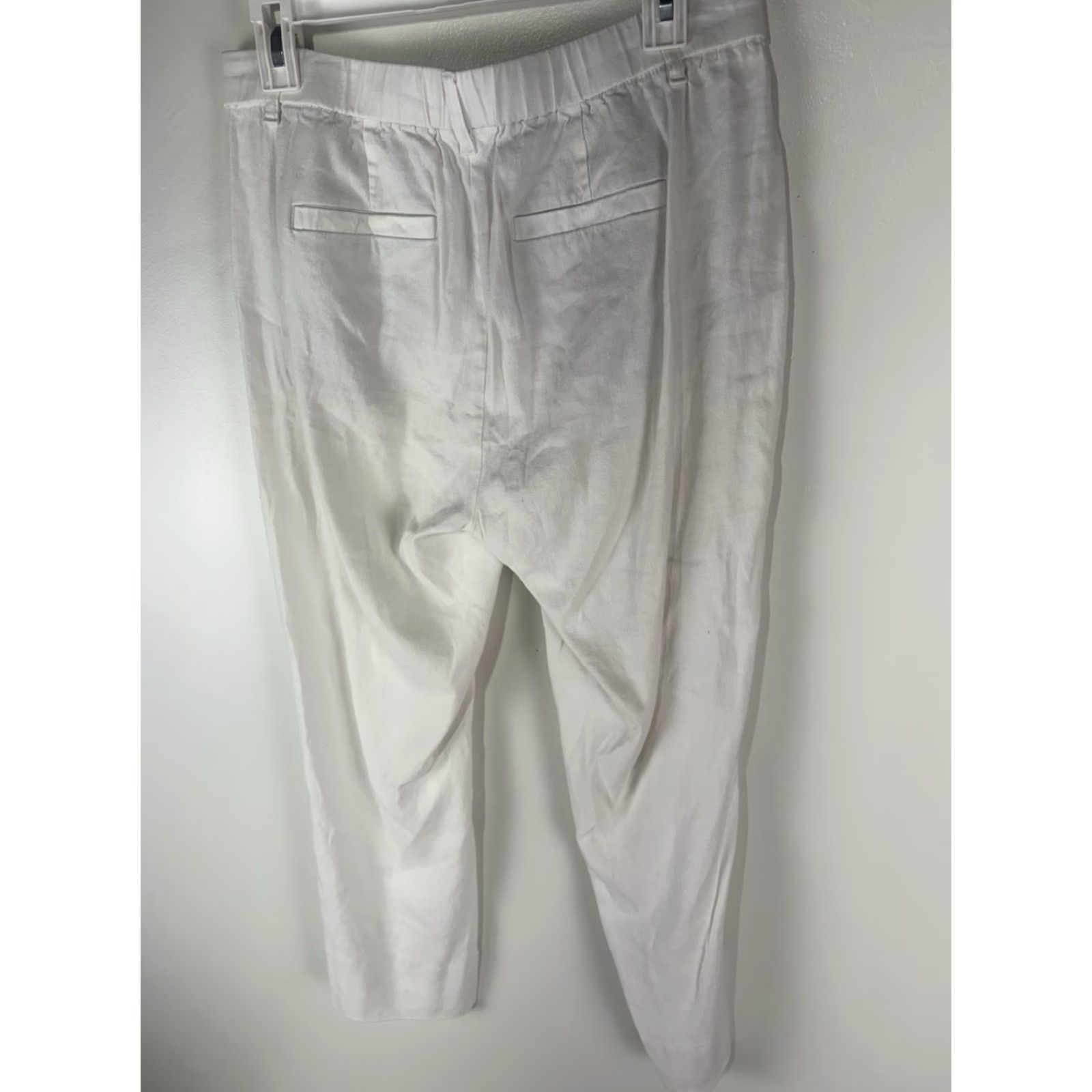 J. Jill J Jill Linen Stretch White Pull On Cropped Pants Womens Size M Size 32" / US 10 / IT 46 - 4 Thumbnail