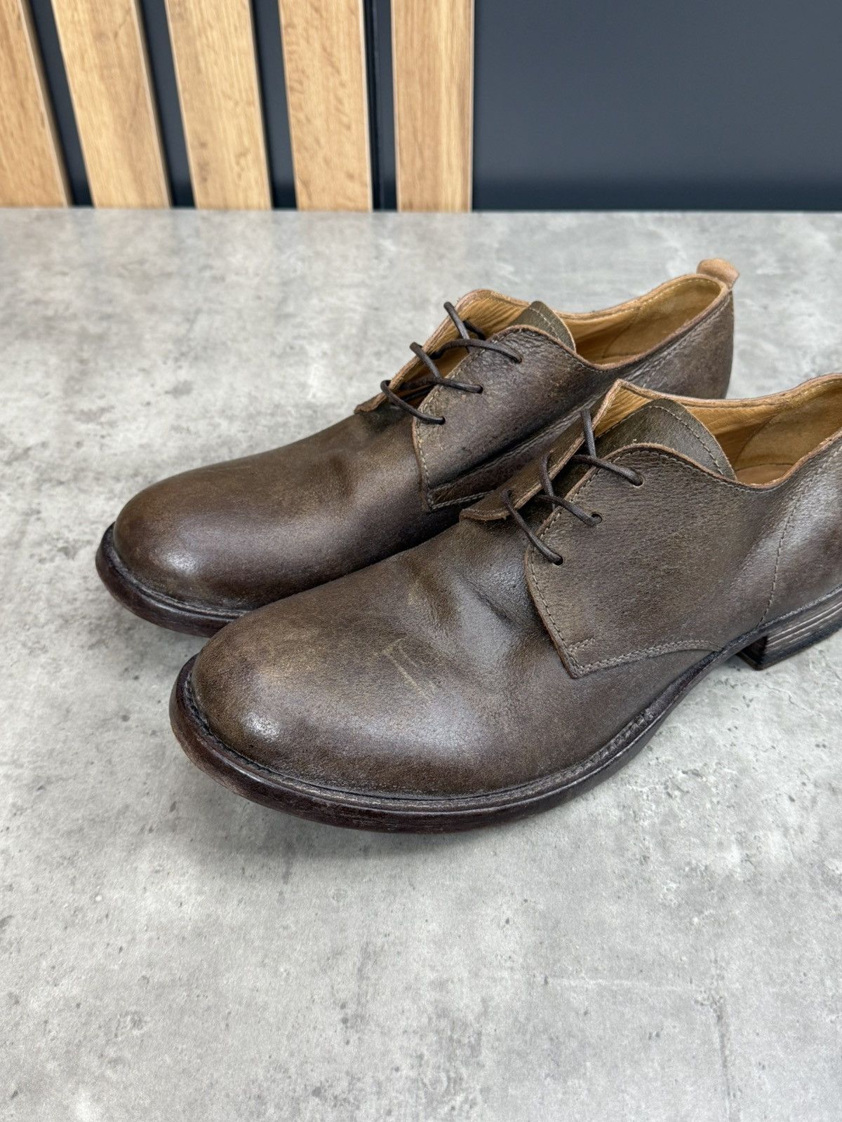 MoMA MOMA Brown Leather Distressed Derby Shoes Size 42 Size US 9 / EU 42 - 5 Thumbnail