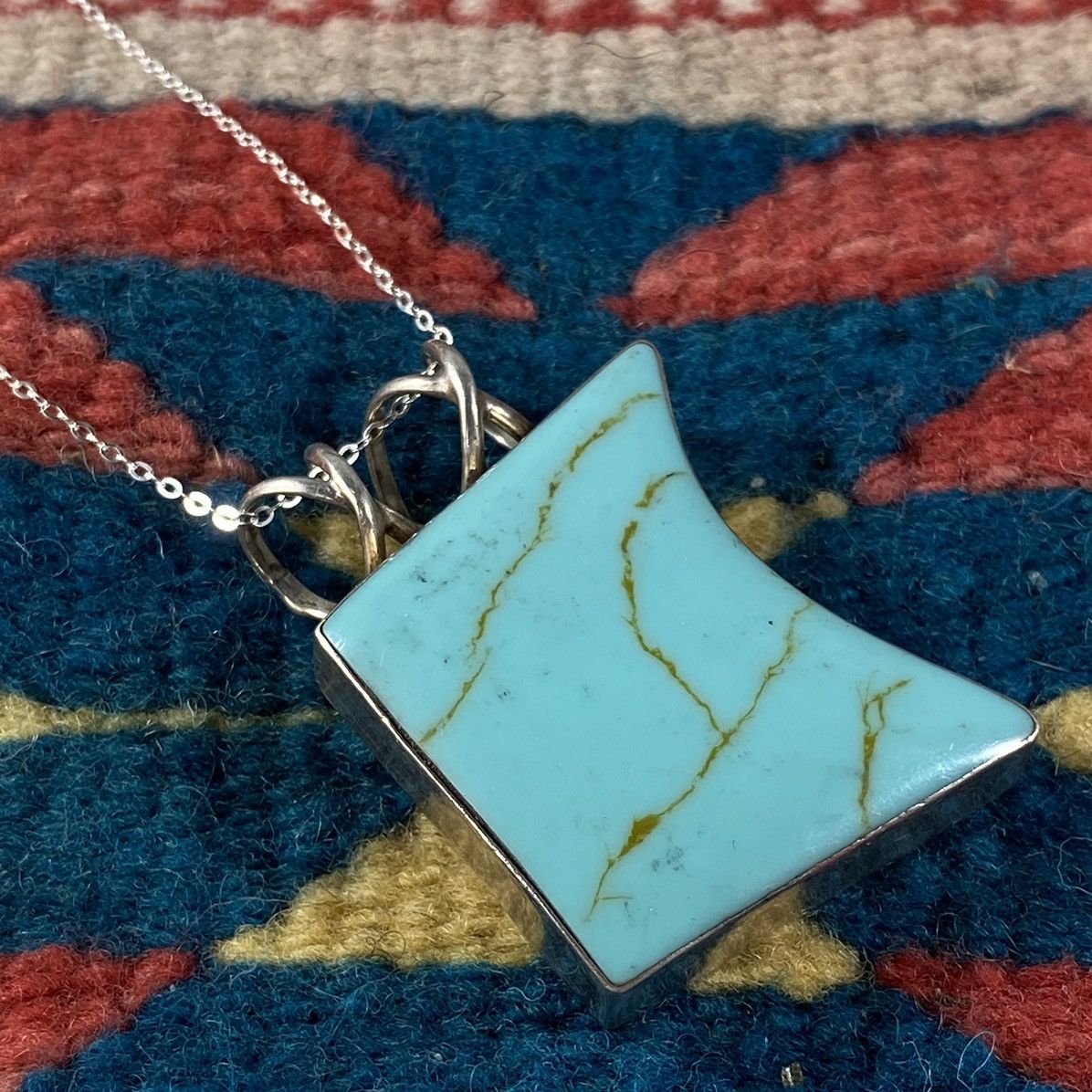 Kapital × Vintage Vtg Sterling Silver Turquoise Chunky Geometric Necklace Size ONE SIZE - 1 Thumbnail
