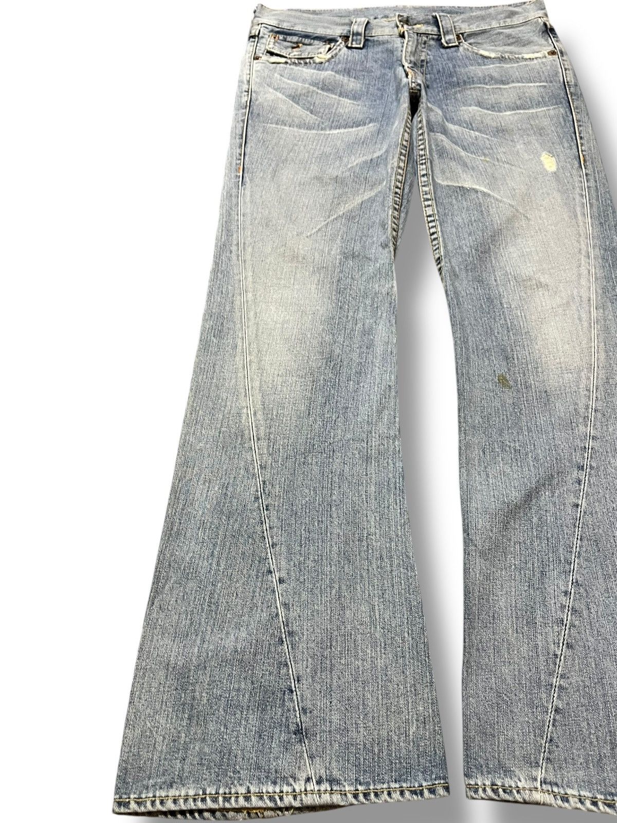 Japanese Brand Vintage Japanese Brand Flare Non-Alignment Faded Denim Size US 35 - 3 Thumbnail