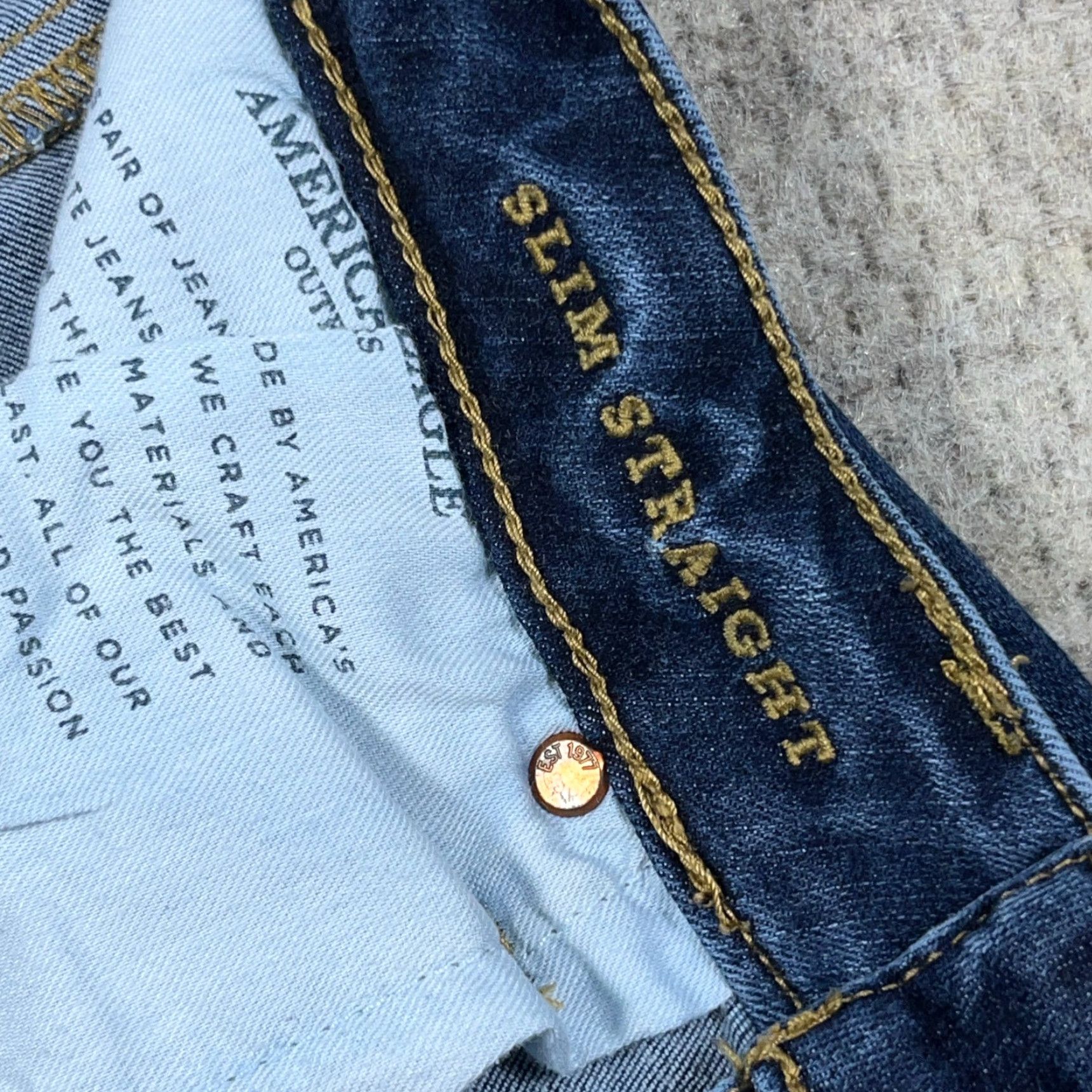 American Eagle Outfitters American Eagle Outfitters Jeans Men 30x30 Slim Fit Straight Leg Dark Wash Flex Whiskered B9 Size US 30 / EU 46 - 4 Thumbnail