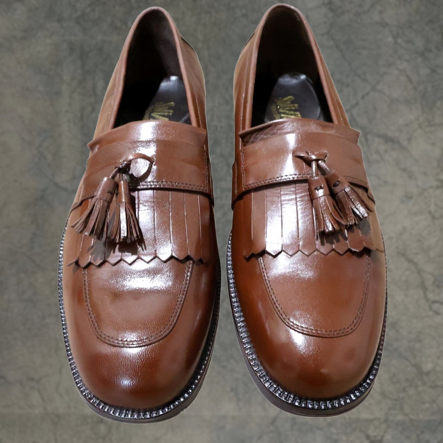Vintage French Shriner Mens 13 Loafers Leather Tan Brighton Kiltie Tassel Slip On Dress Size US 13 / EU 46 - 1 Thumbnail
