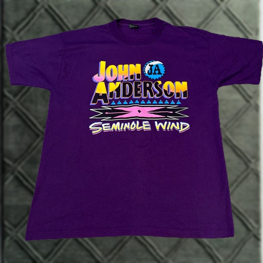 Vintage VINTAGE John Anderson Seminole Wind T-Shirt XL Purple Mens 90s Screen Stars Music Size US XL / EU 56 / 4 - 1 Thumbnail