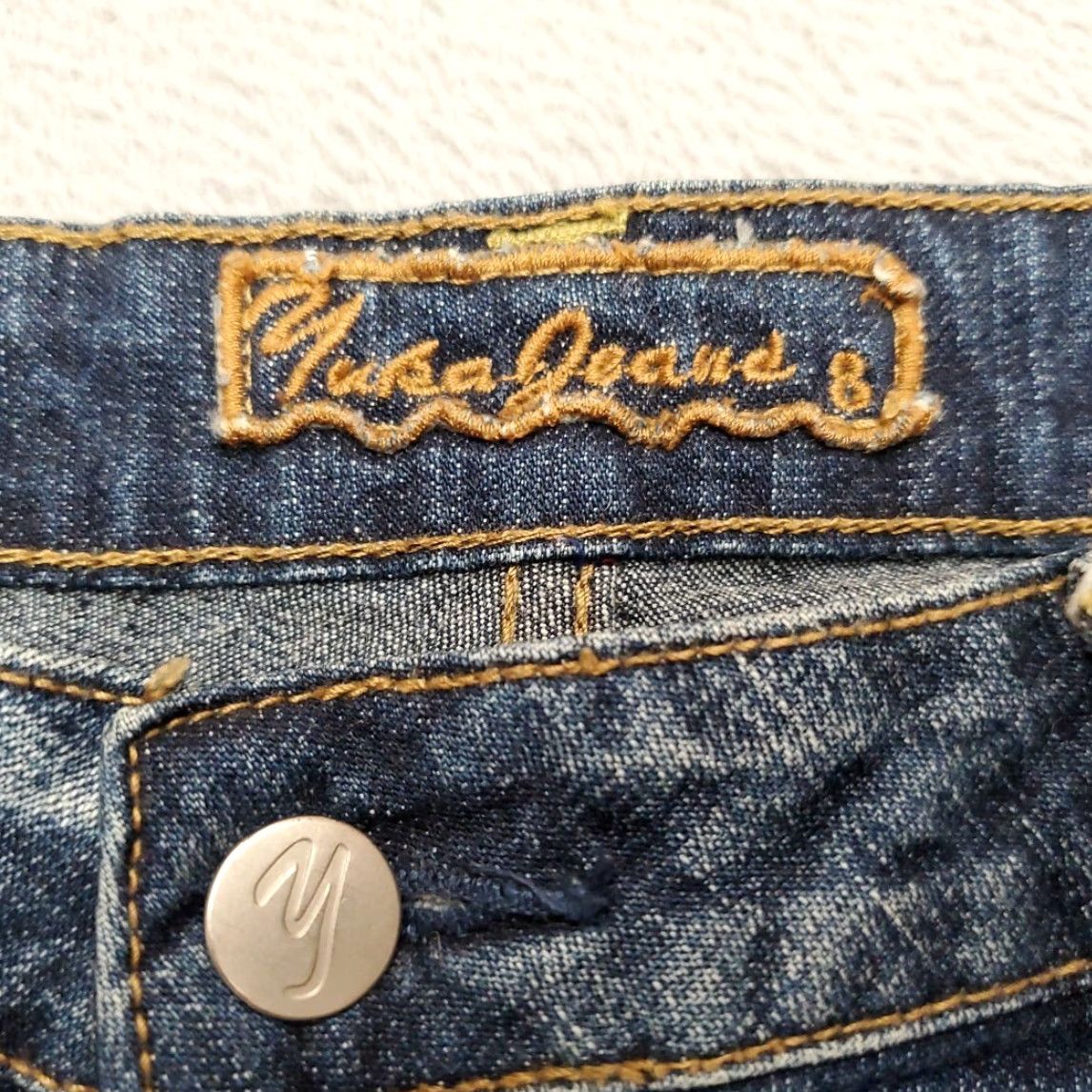 Denime Yuka Jeans Womens 8 Blue Denim Bootcut Rhinestone Cowboy Western Pants Shirt? Size 30" / US 8 / IT 44 - 4 Thumbnail