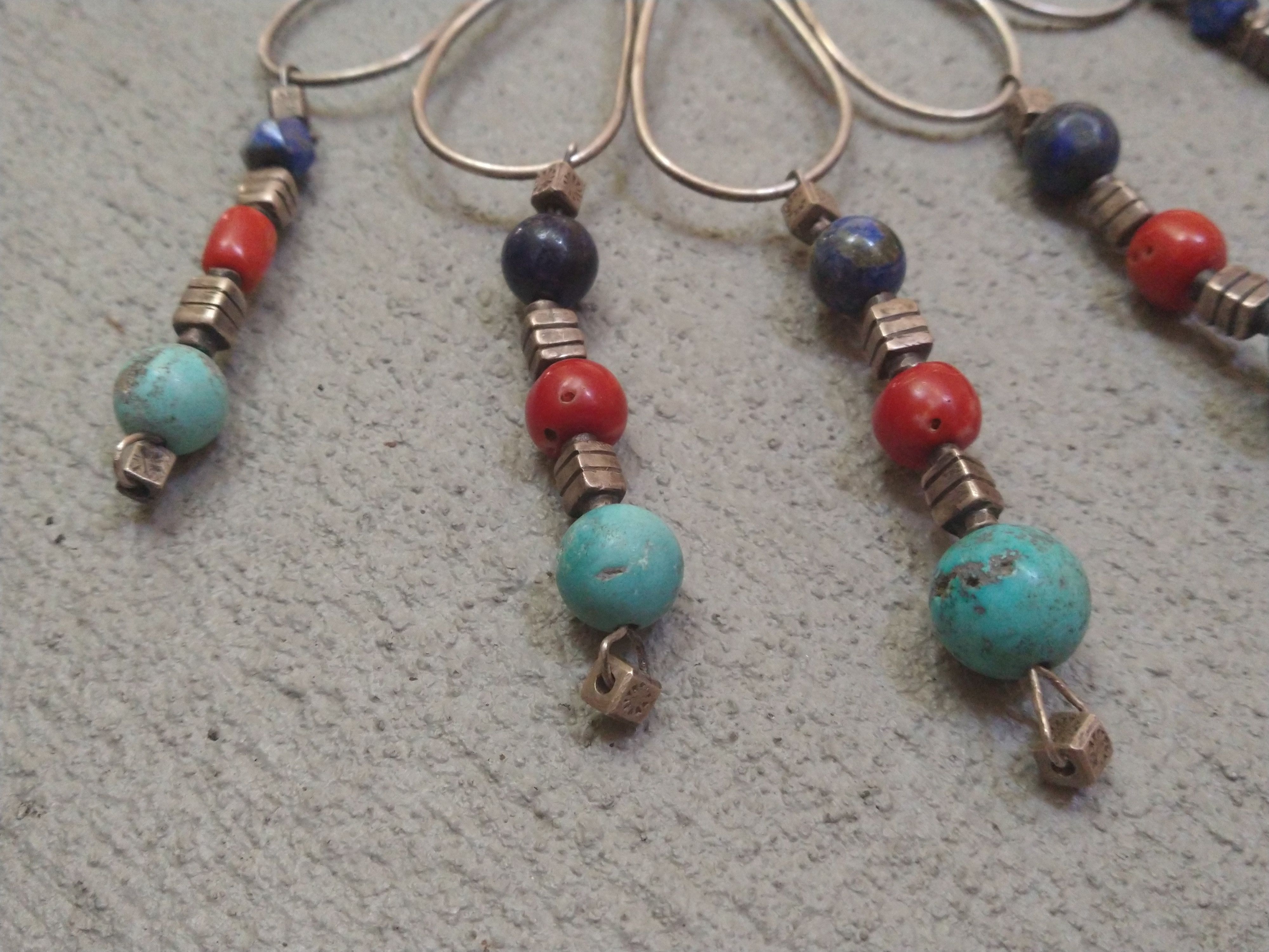 Jewelry × Vintage Sterling Silver Necklace Turquoise Lapis Lazuli Coral Native Size ONE SIZE - 3 Thumbnail