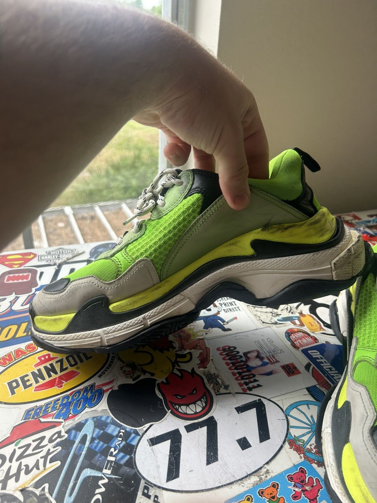 Balenciaga Balenciaga Triple S neon green thick sole dad shoe Size US 10 / EU 43 - 3 Thumbnail