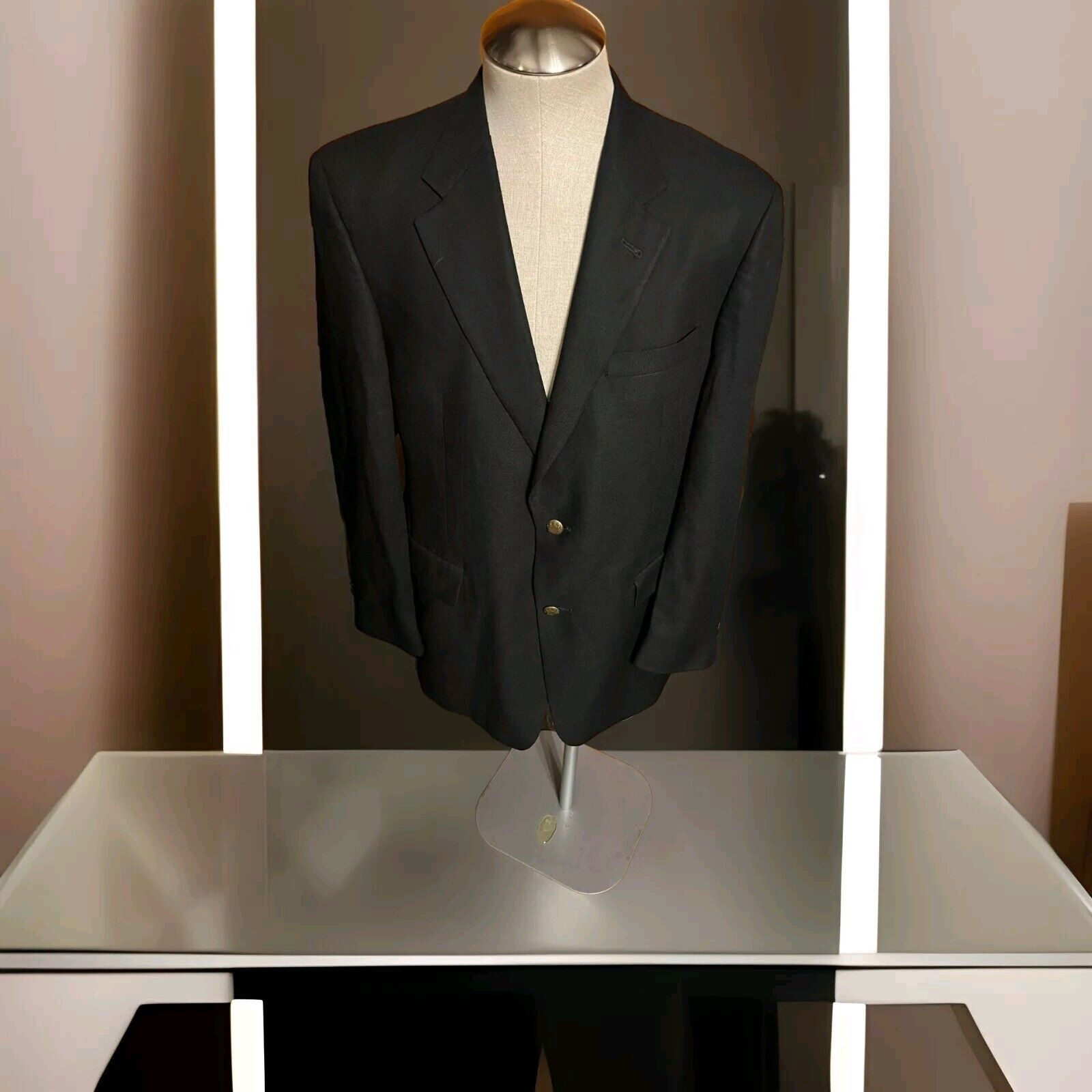 Burberry Burberry London Mens Wool Blazer Size 40R Black Two Button Size 40R - 7 Thumbnail