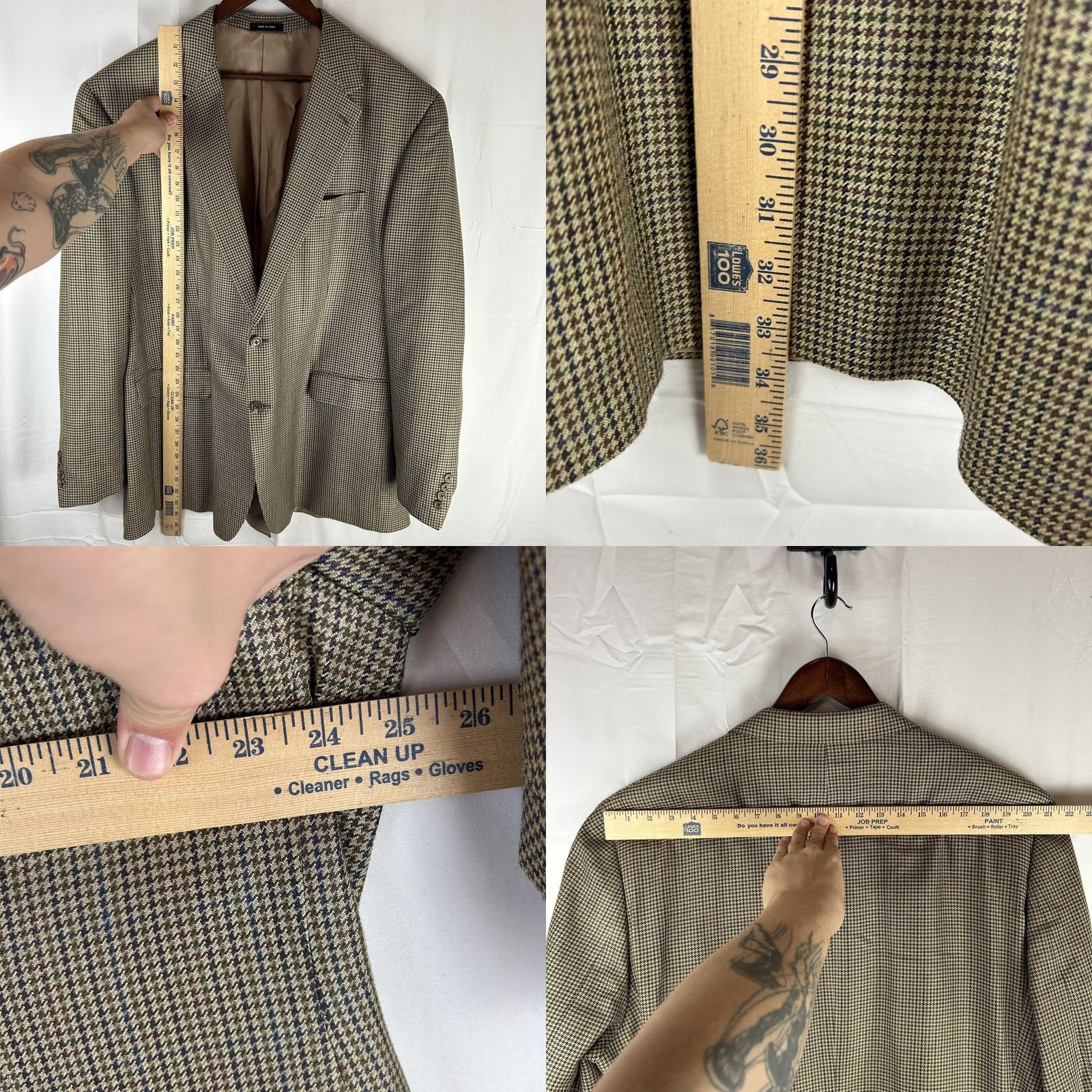 Chaps Chaps Sport Coat Silk 100% Brown Houndstooth 48L Single-Breasted Two-Button Jacket Mens Size US M / EU 48-50 / 2 - 8 Thumbnail