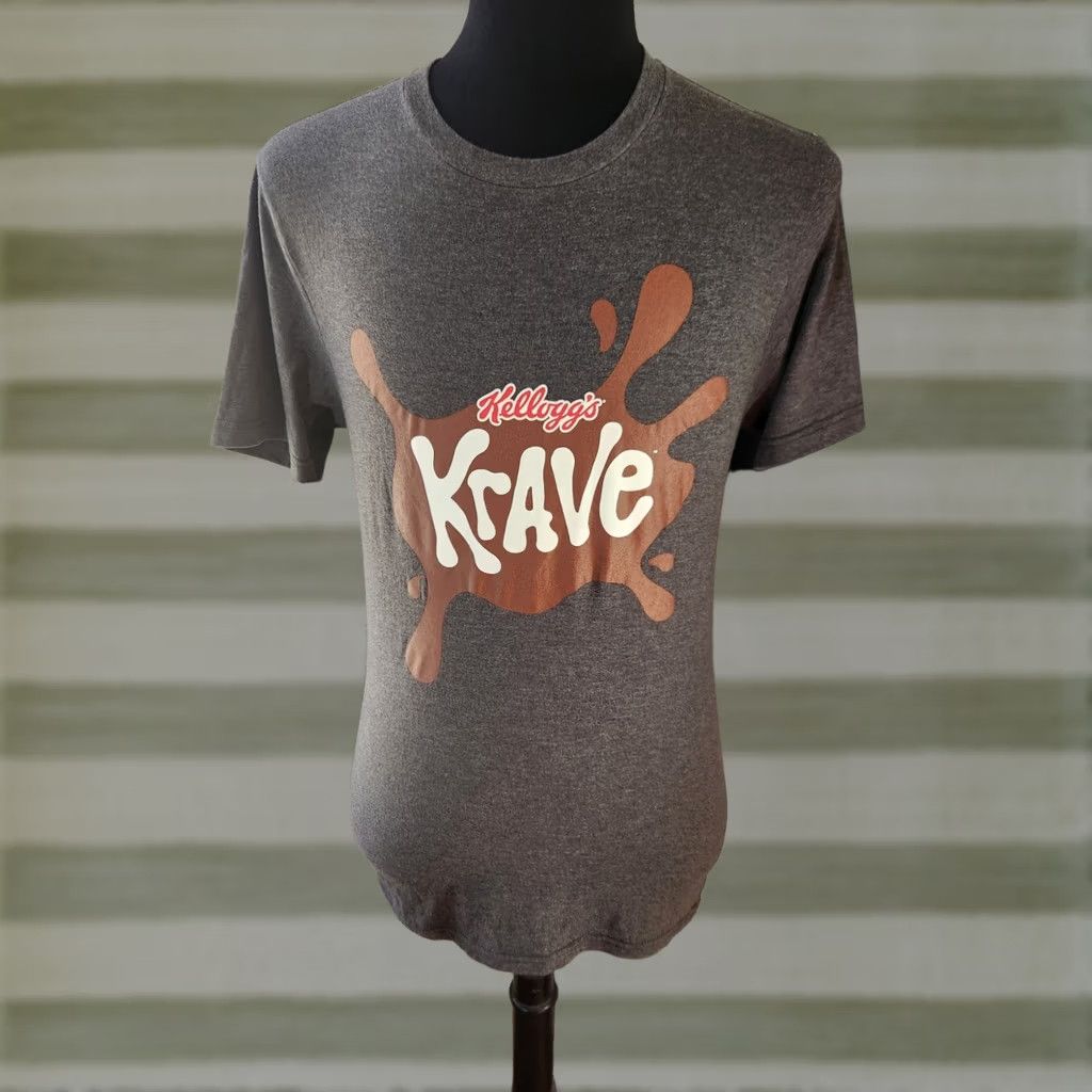 Vintage Kellogg's Krave Retro Men's Dark Gray T-Shirt M Crew Neck Graphic Print Logo District Size US M / EU 48-50 / 2 - 1 Preview