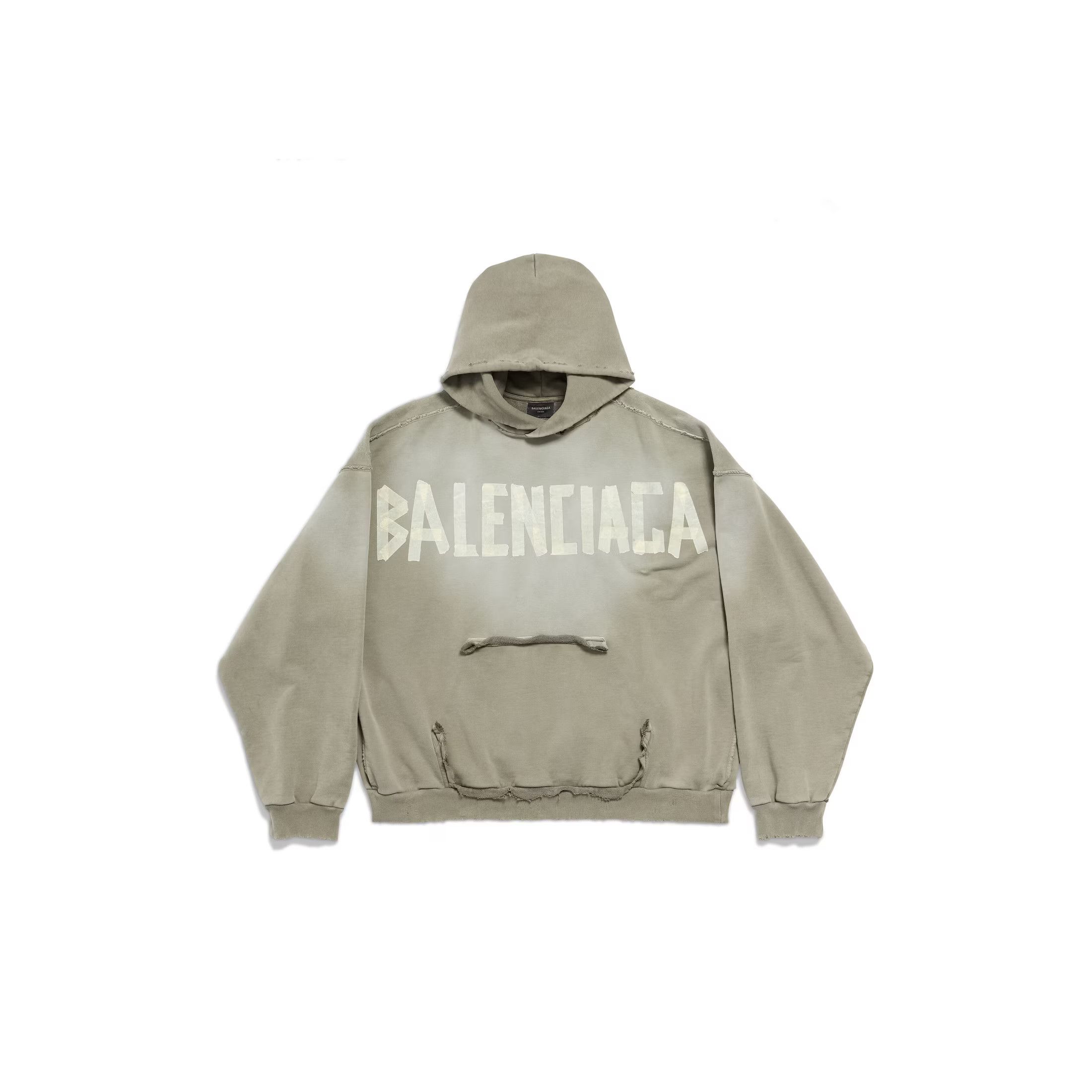 パーカー・フーディ Balenciaga \"Ripped Pocket Tape Type\" Hoodie Beige Tape Type Ripped Pocket Hoodie in Beige | Balenciaga US