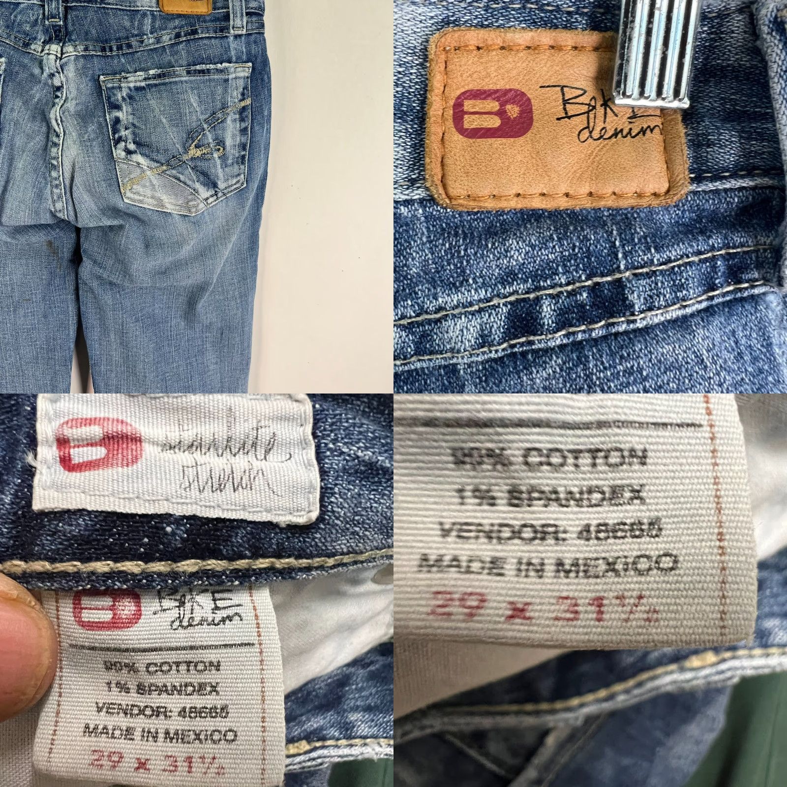 Vintage Buckle BKE Payton Dark Blue Flared Stretch Denim Jeans Women's 29 Regular 32 Inseam 90s Size 29" - 8 Thumbnail