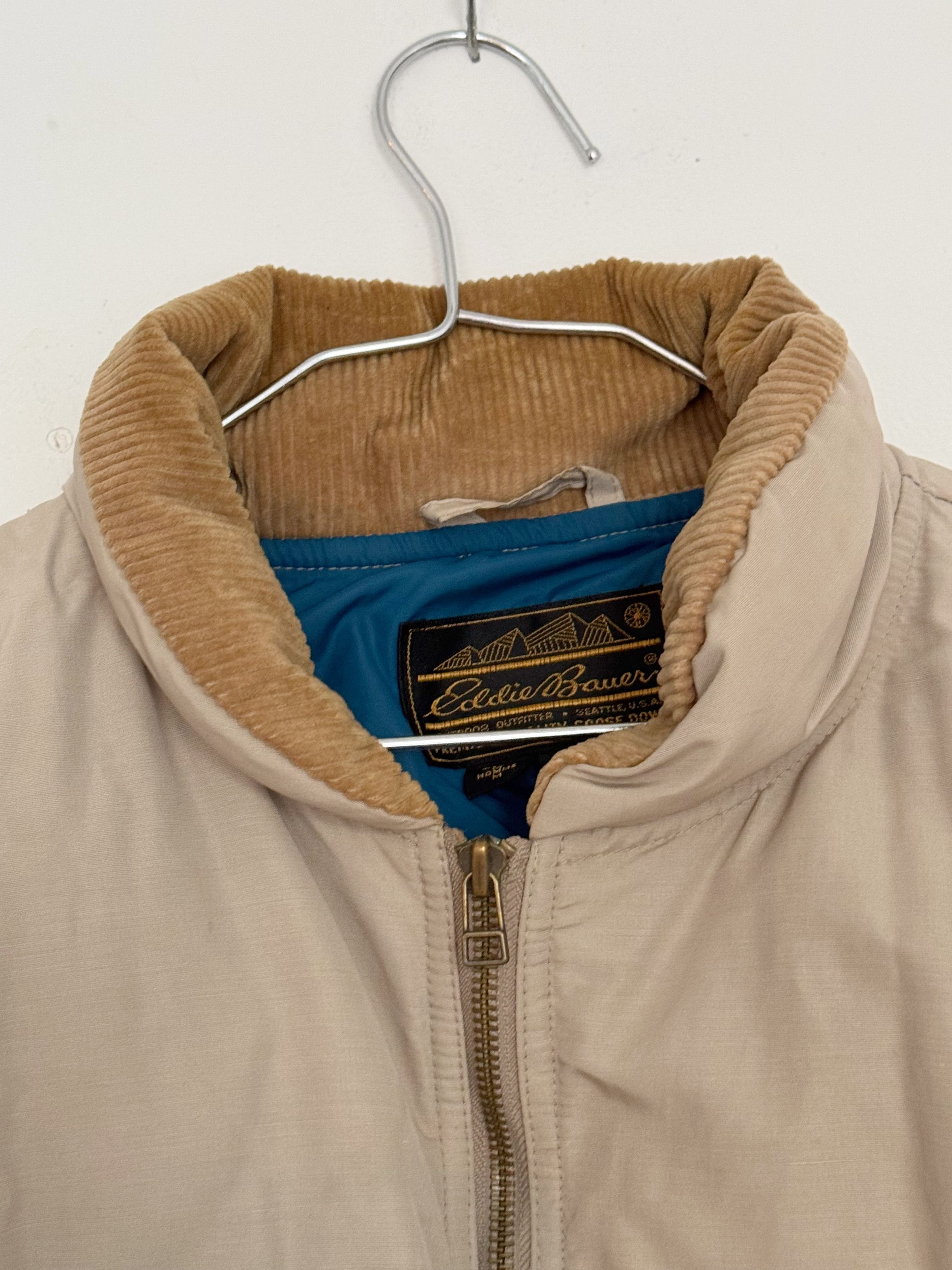 Eddie Bauer Vintage Eddie Bauer Puffer Jacket Beige with Corduroy Size US M / EU 48-50 / 2 - 2 Thumbnail
