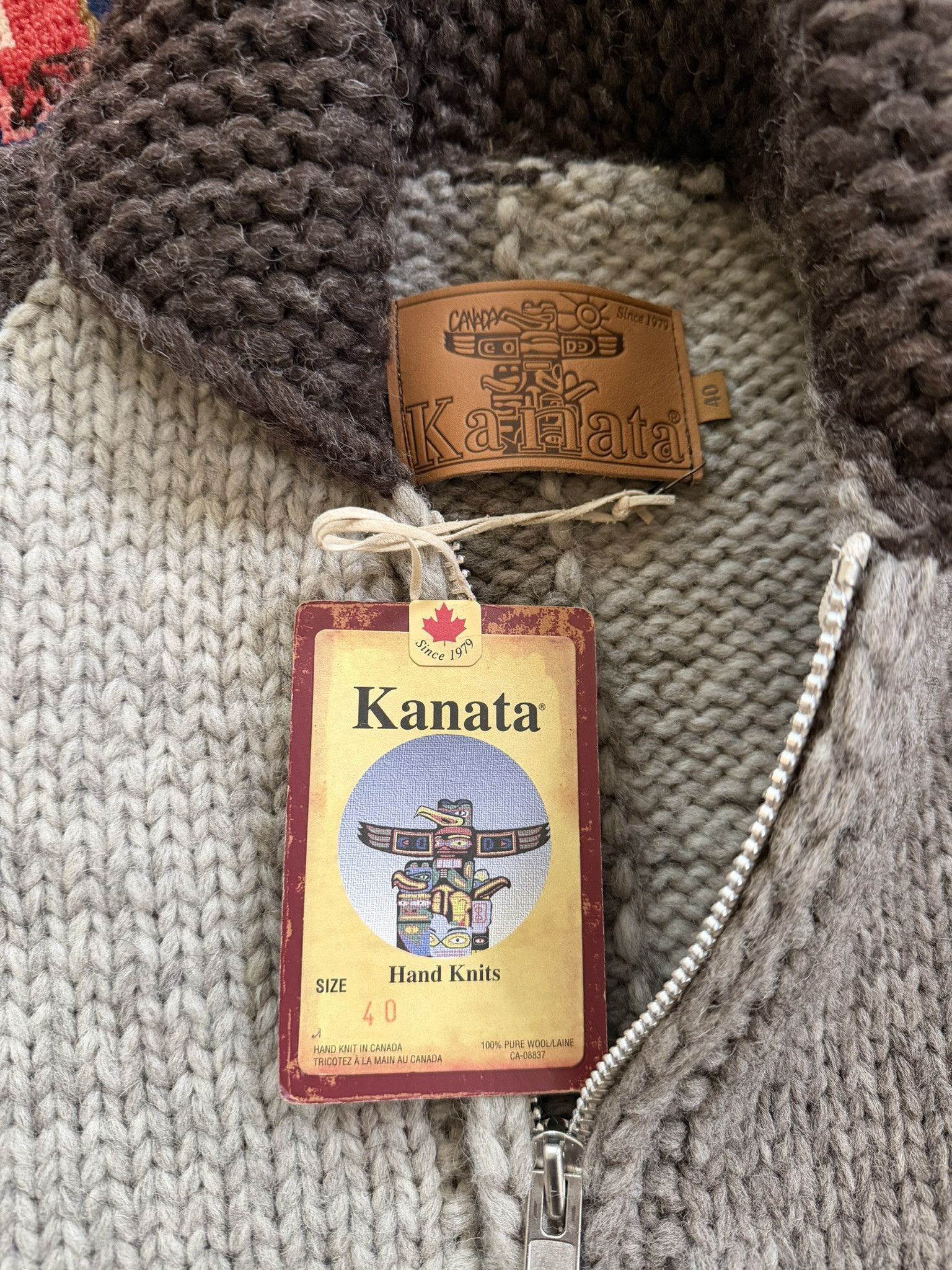 Kanata Hand Knits Hand-knit color-blocked Cowichan cardigan x NMWA Size US S / EU 44-46 / 1 - 2 Thumbnail