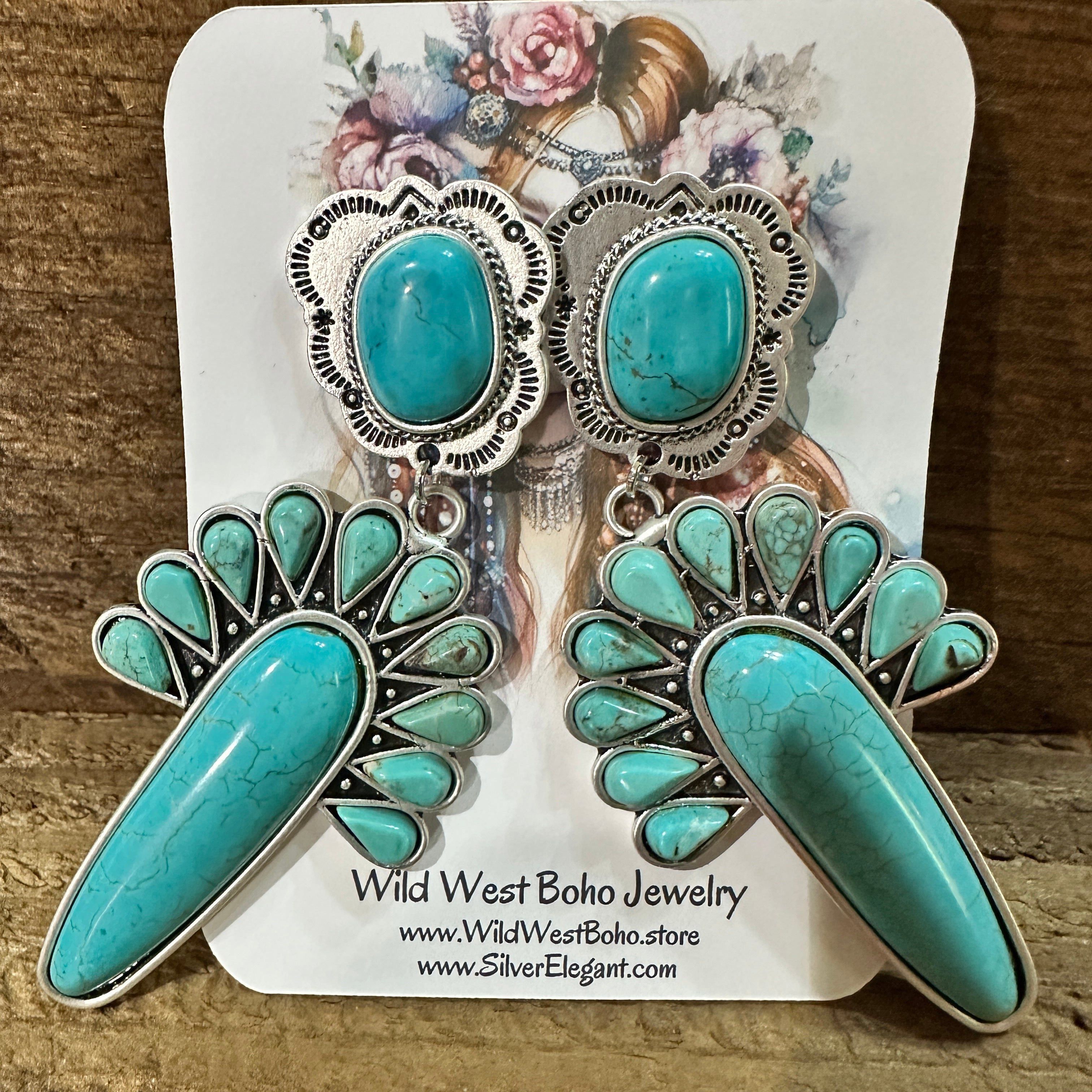 Other Navajo Turquoise Post Earrings, Big Bold Style, Boho Southwe Size ONE SIZE - 6 Thumbnail