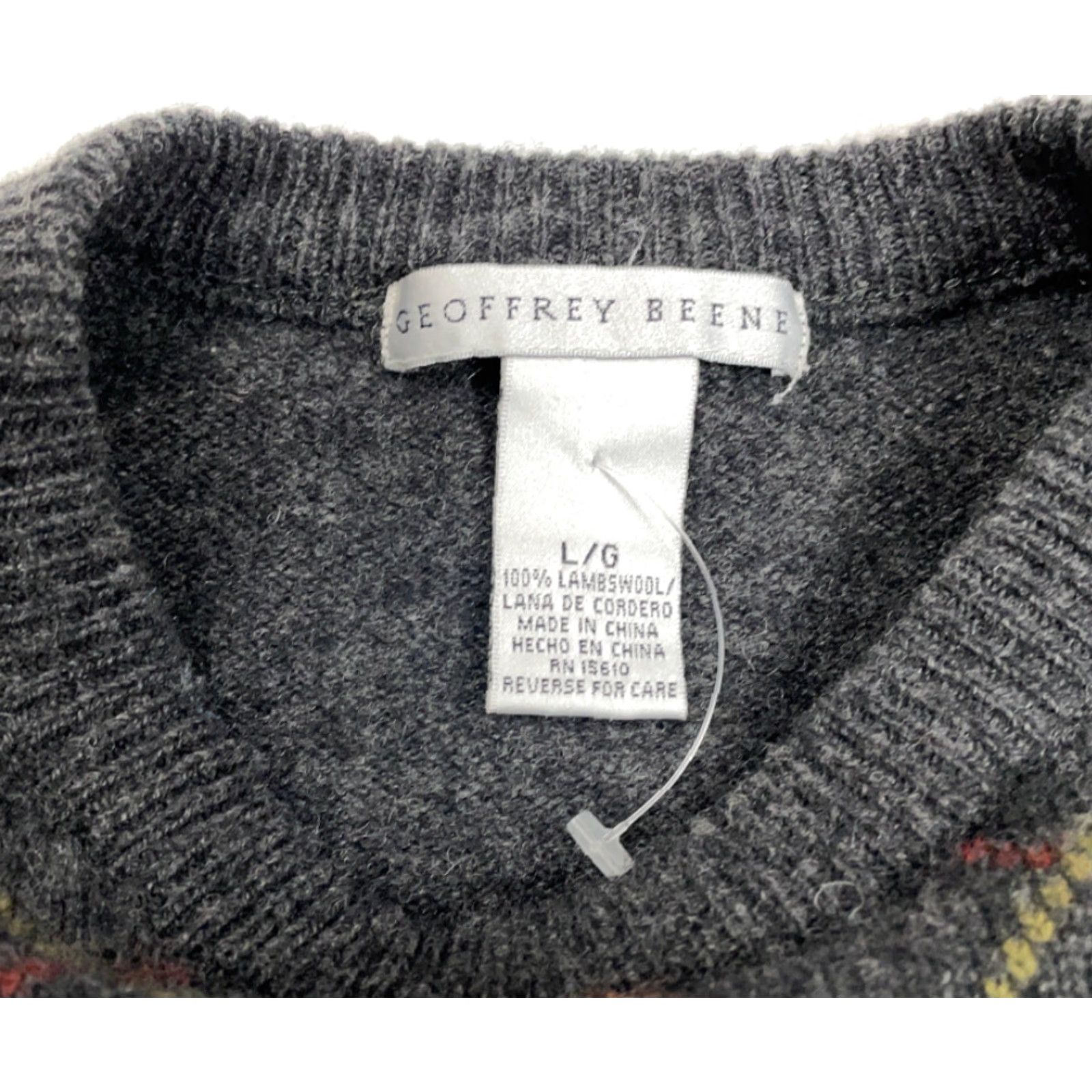 Geoffrey Beene Geoffrey Beene Sweater Adult Large Gray Argyle Diamond Pullover Knit Wool Lightweight Crew Neck Long Sleeve Dad Style Retro 80s 90s Size US L / EU 52-54 / 3 - 4 Thumbnail