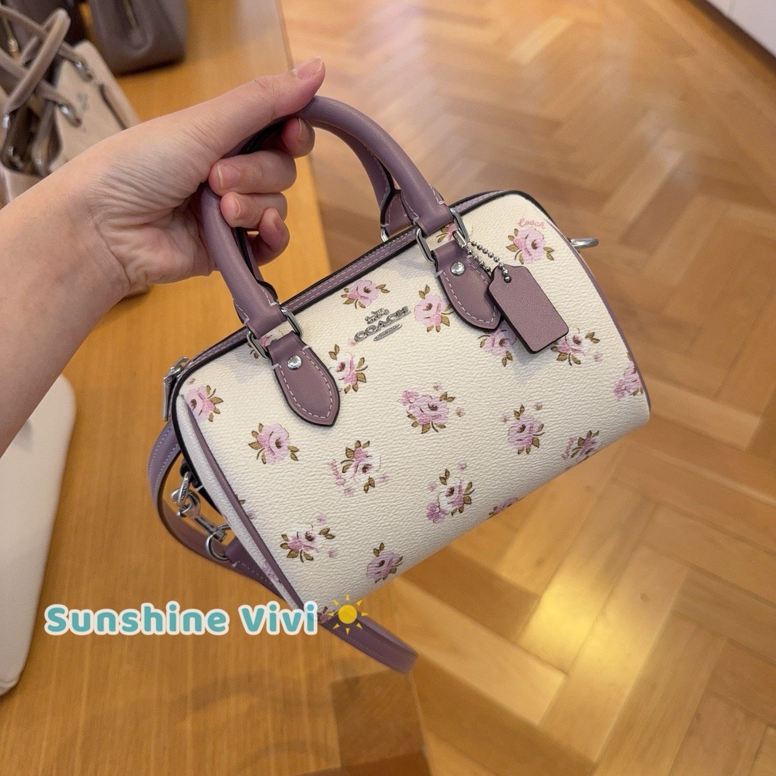 NWT Coach Mini Rowan Crossbody Bag Floral Print Cal69 Chalk, Women's