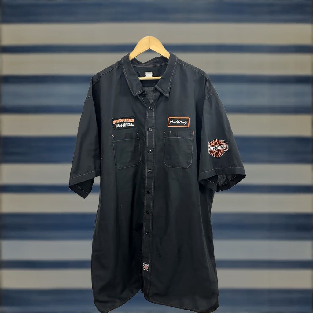 Harley Davidson Harley-Davidson Button-Up Shirt 5XL Black Short Sleeve Patch Vintage Ride Mens Size US XXL / EU 58 / 5 - 1 Thumbnail
