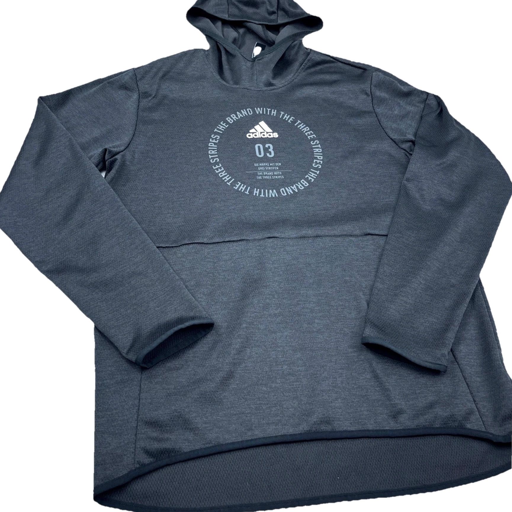 Adidas Adidas Hoodie Men Large Black Sweatshirt Active Pullover Mock Neck Logo Pocket Graphic Print Size US L / EU 52-54 / 3 - 3 Thumbnail