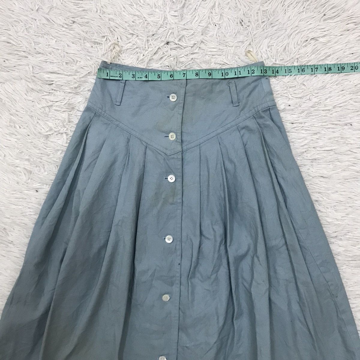 Issey Miyake Vintage Is Issey Sport Denim Button Up Box Pleats Skirt Size 24" / US 00 / IT 34 - 17 Thumbnail