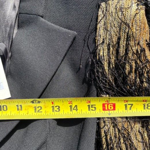 Other Judy Zhang Designer Runway Black Gold Blazer Fringe Sleeve Size S / US 4 / IT 40 - 3 Thumbnail