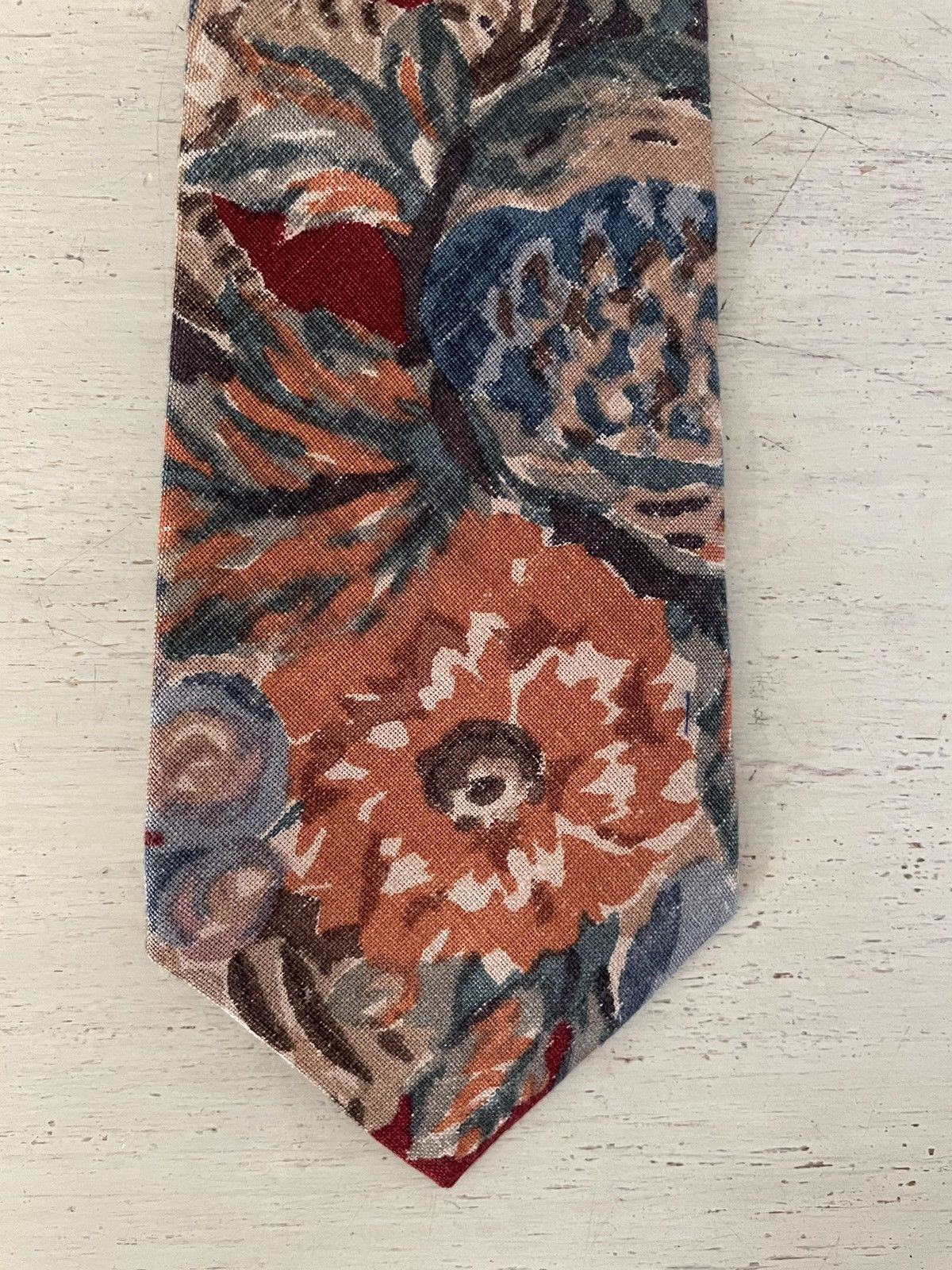 Polo Ralph Lauren × Vintage Vintage Floral Print Wide Linen Tie Size ONE SIZE - 4 Thumbnail