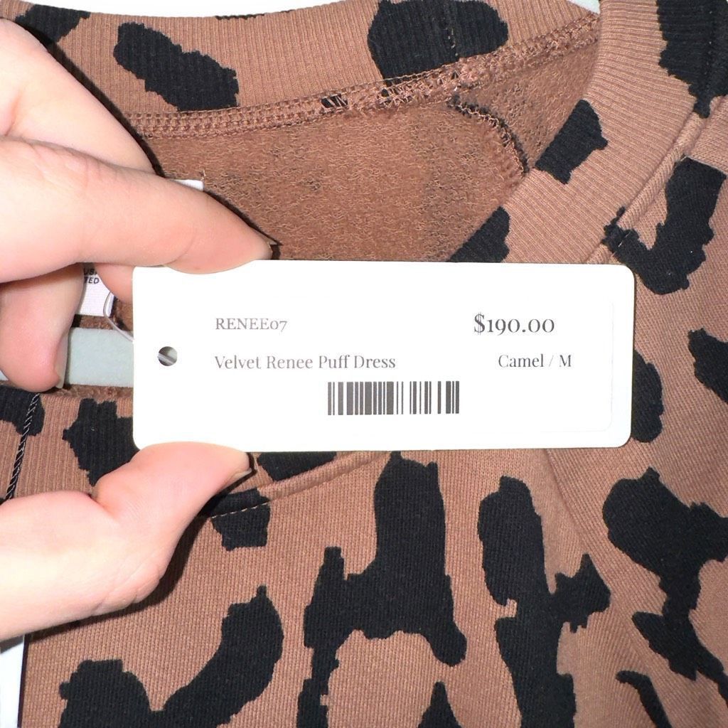 Velvet NWT Velvet By Graham & Spencer Renee Puff Dress Sz M in Camel & Black Leopard Size M / US 6-8 / IT 42-44 - 3 Thumbnail