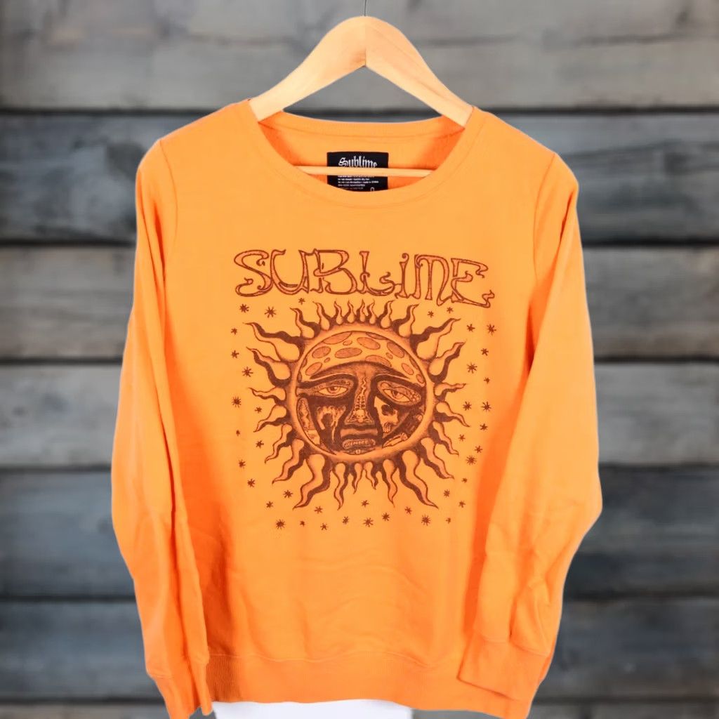 Logo 7 Sublime Sweatshirt Women's XL Orange Tribal Sun Logo Lightweight Retro Crewneck Size XL / US 12-14 / IT 48-50 - 1 Thumbnail