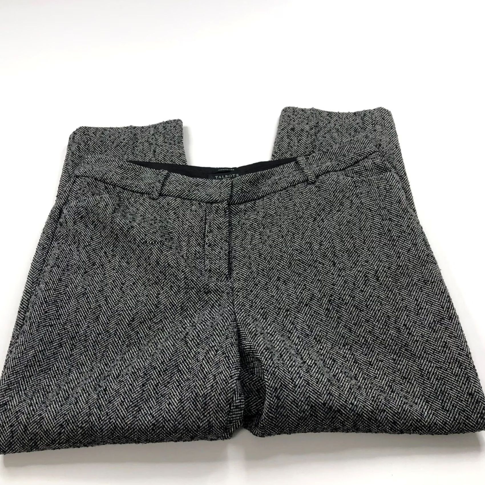 Talbots Talbots Hampshire 14P High Rise Dress Pants Herringbone Gray Shirt Women's Petite 36W 26L XS/XXL? Size 36" / US 14 / IT 50 - 3 Thumbnail
