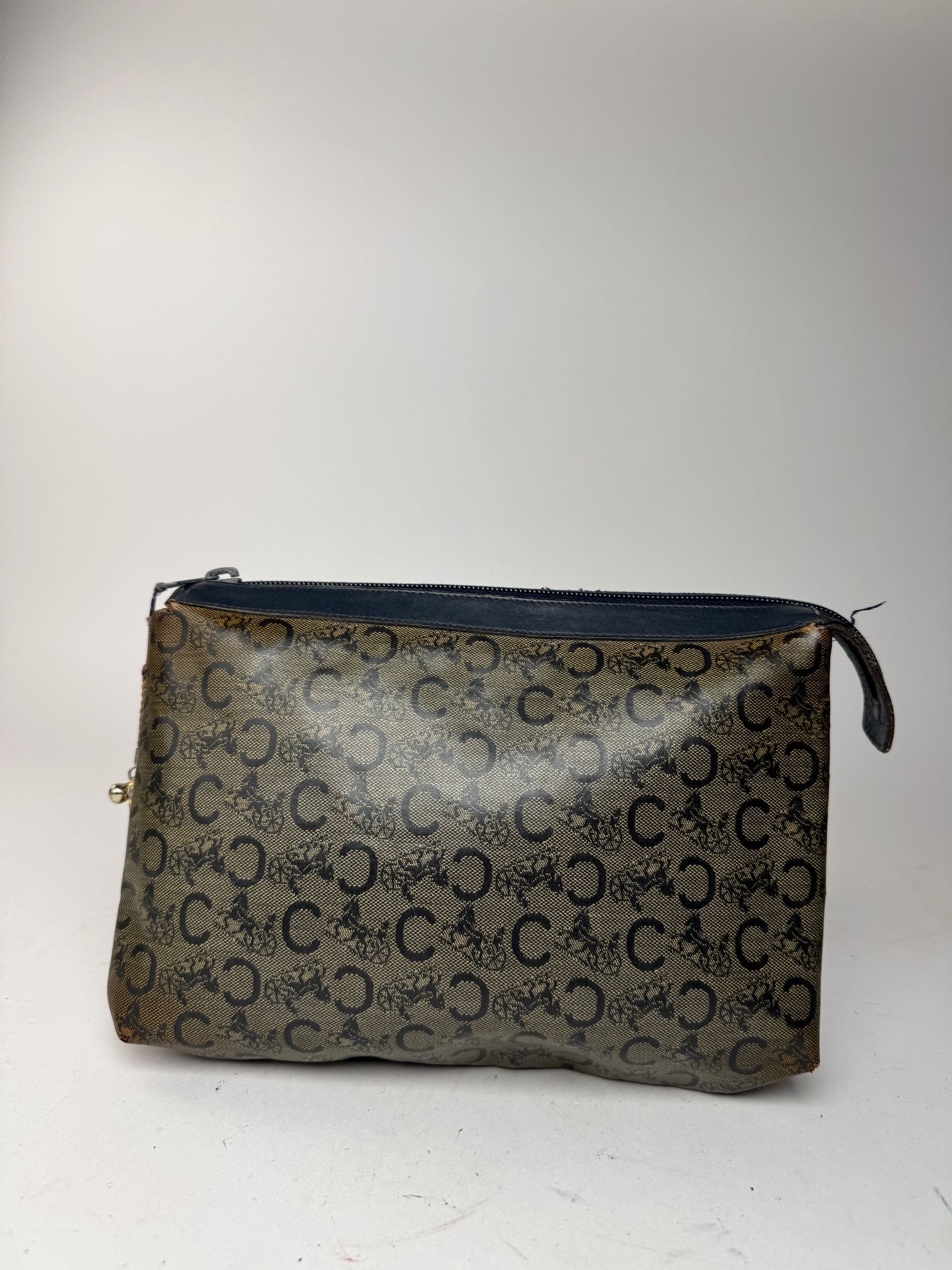 Celine Vintage macadam monogram leather clutch grey navy Size ONE SIZE - 1 Thumbnail