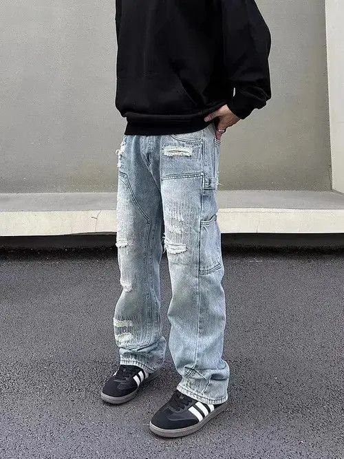 Japanese Brand × Jean Street washed ripped ripped hip hop jeans Size US 32 / EU 48 - 2 Thumbnail