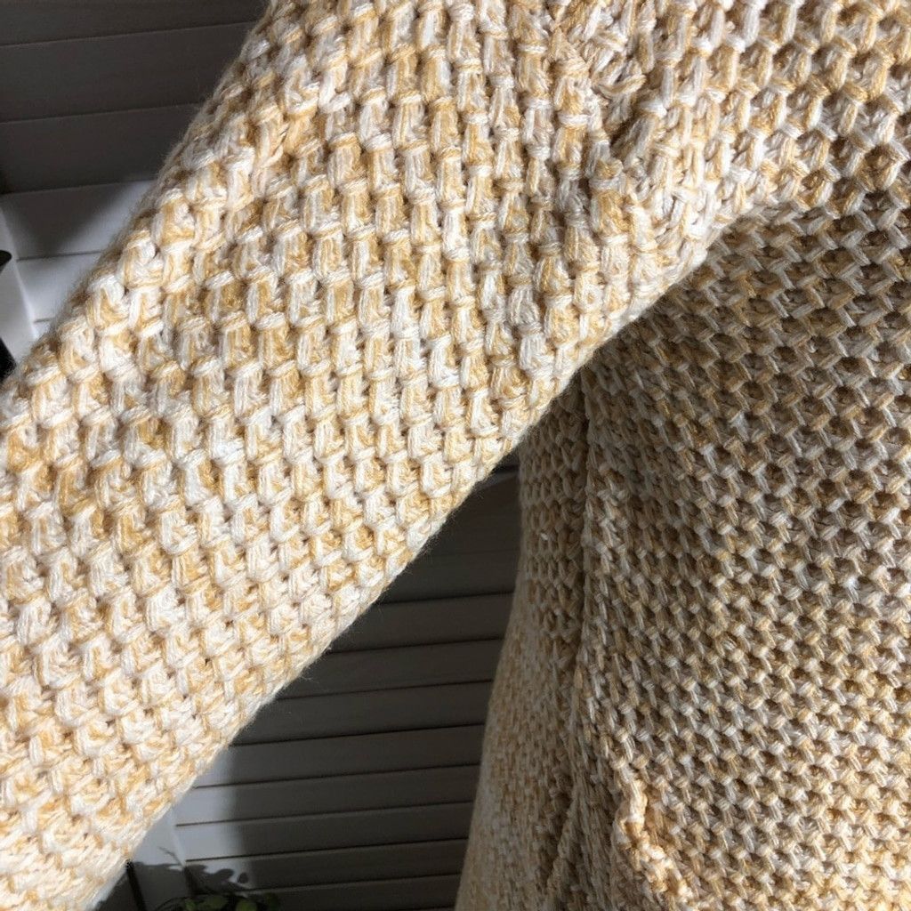 Forever 21 Y2K Long Coat Cable Knit Deep Pockets Cream/Yellow sz S Size L / US 10 / IT 46 - 8 Thumbnail