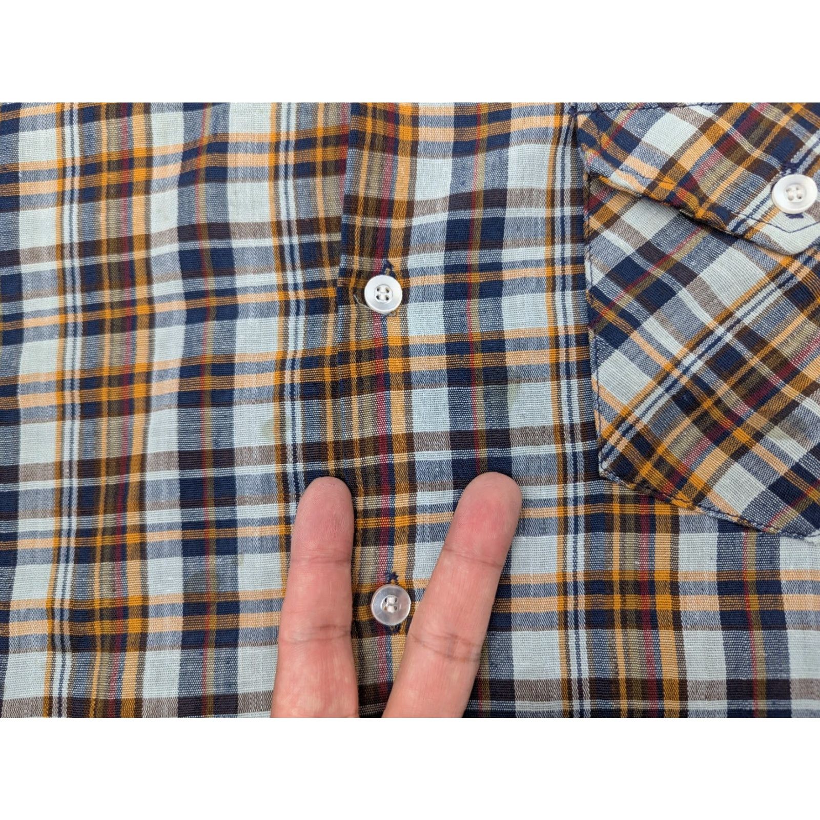 JCPenney VINTAGE Big Mac Shirt Mens M Navy Brown Plaid Button Front 70s Size US M / EU 48-50 / 2 - 5 Thumbnail