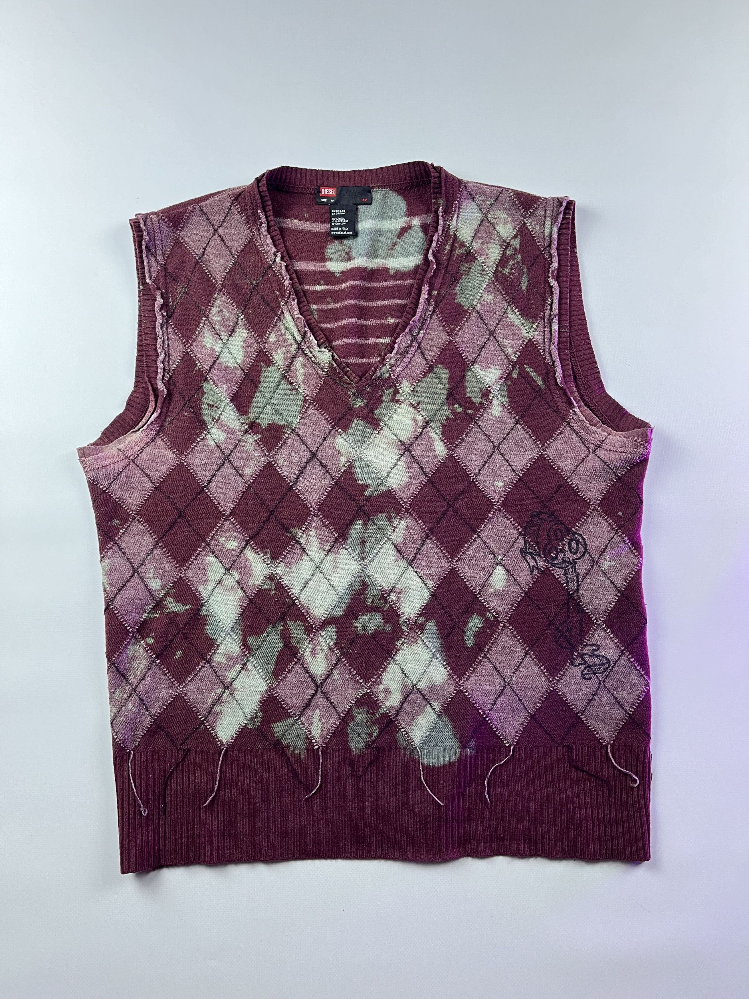 Diesel VTG DIESEL Faded Geometric Patterns Gradient Wool Vest Size US M / EU 48-50 / 2 - 1 Thumbnail