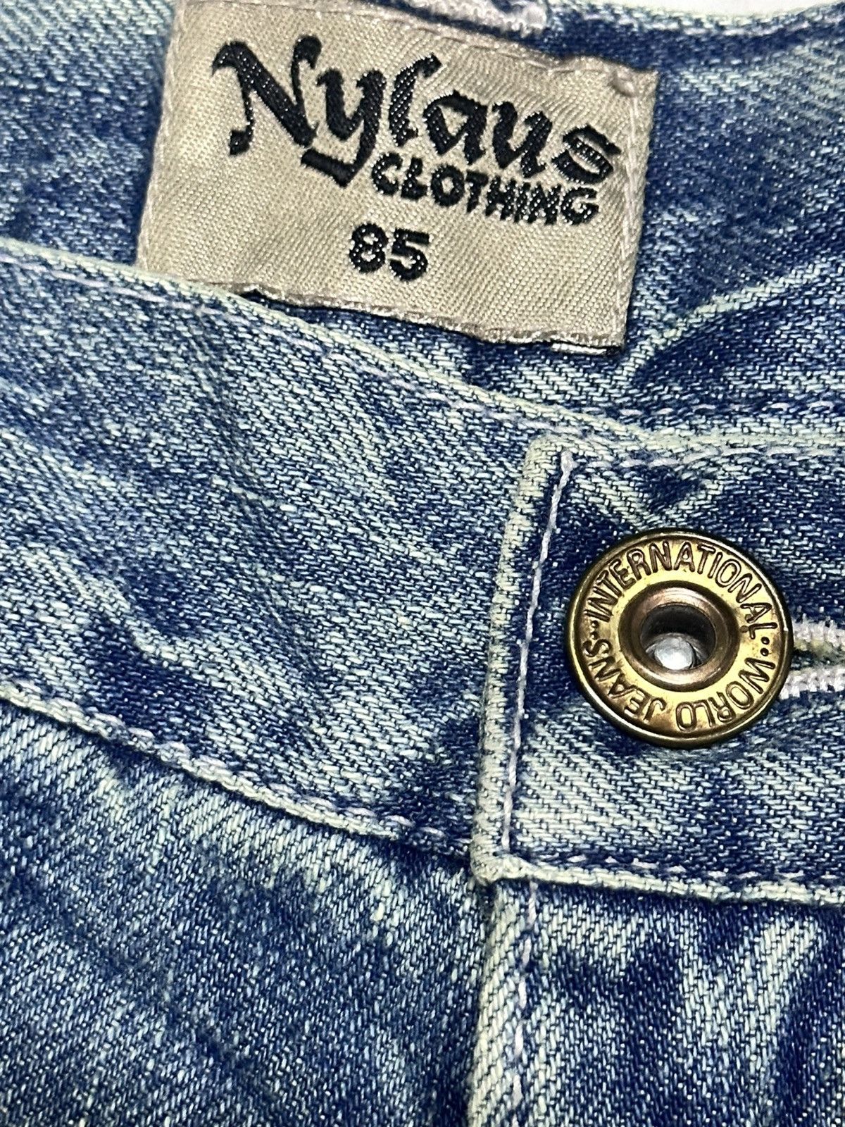 Japanese Brand Nylaus Vintage Distressed With Baggy Wideleg & Thunder Wash Size US 33 - 7 Thumbnail
